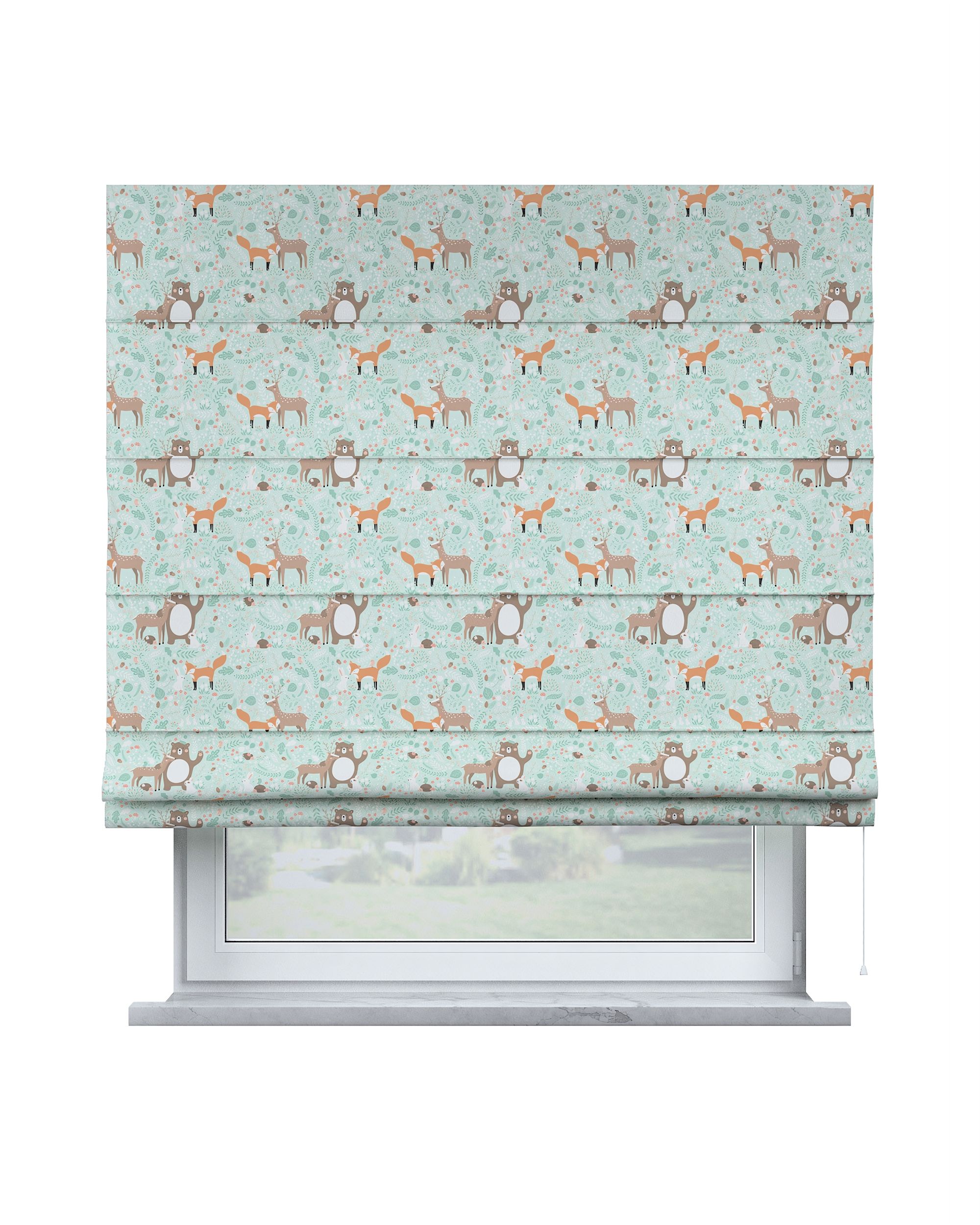 Capri Roman blind colour green fabric patterned