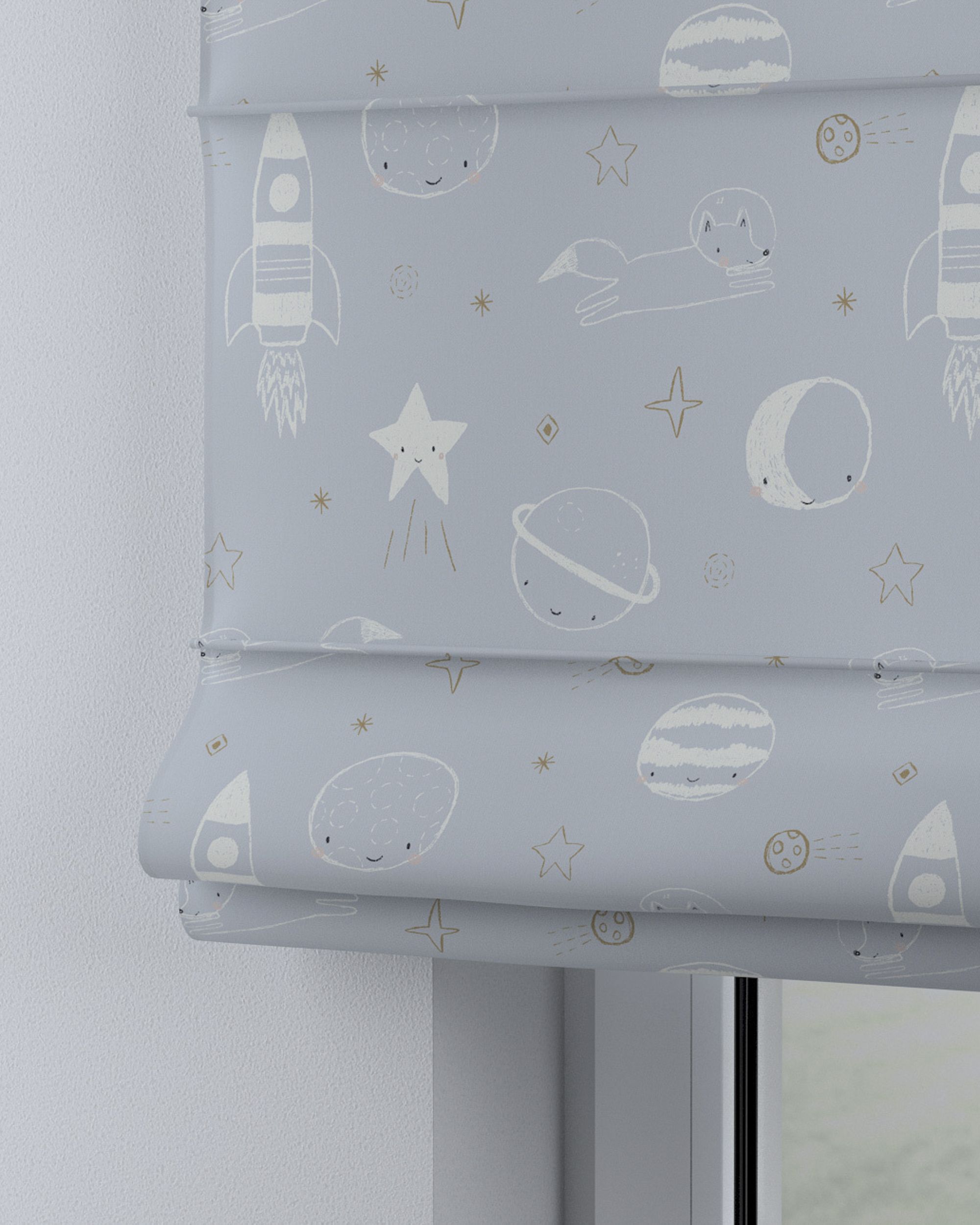 Capri Roman blind colour blue fabric patterned (hover)