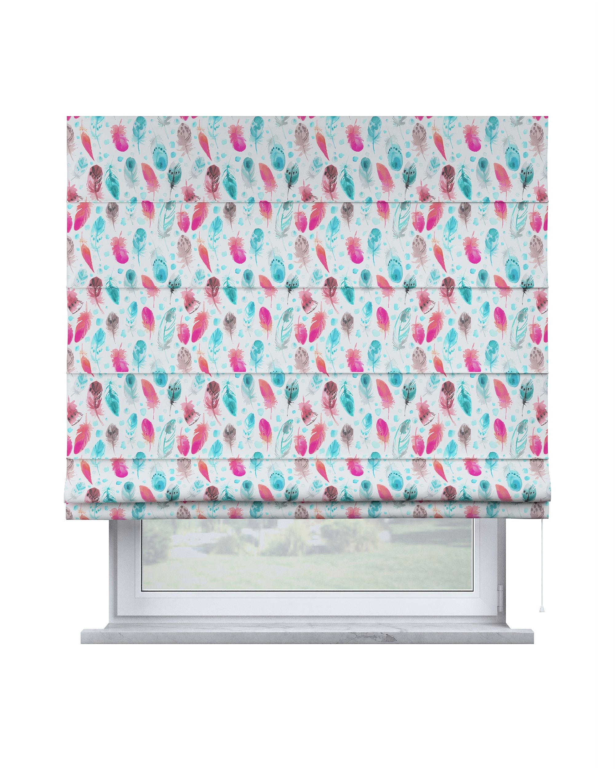 Capri Roman blind colour blue fabric patterned