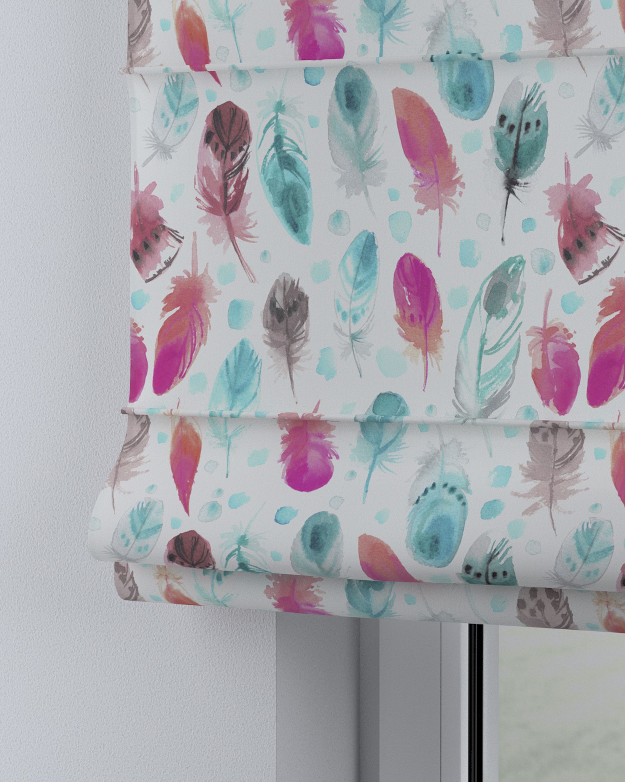Capri Roman blind colour blue fabric patterned (hover)