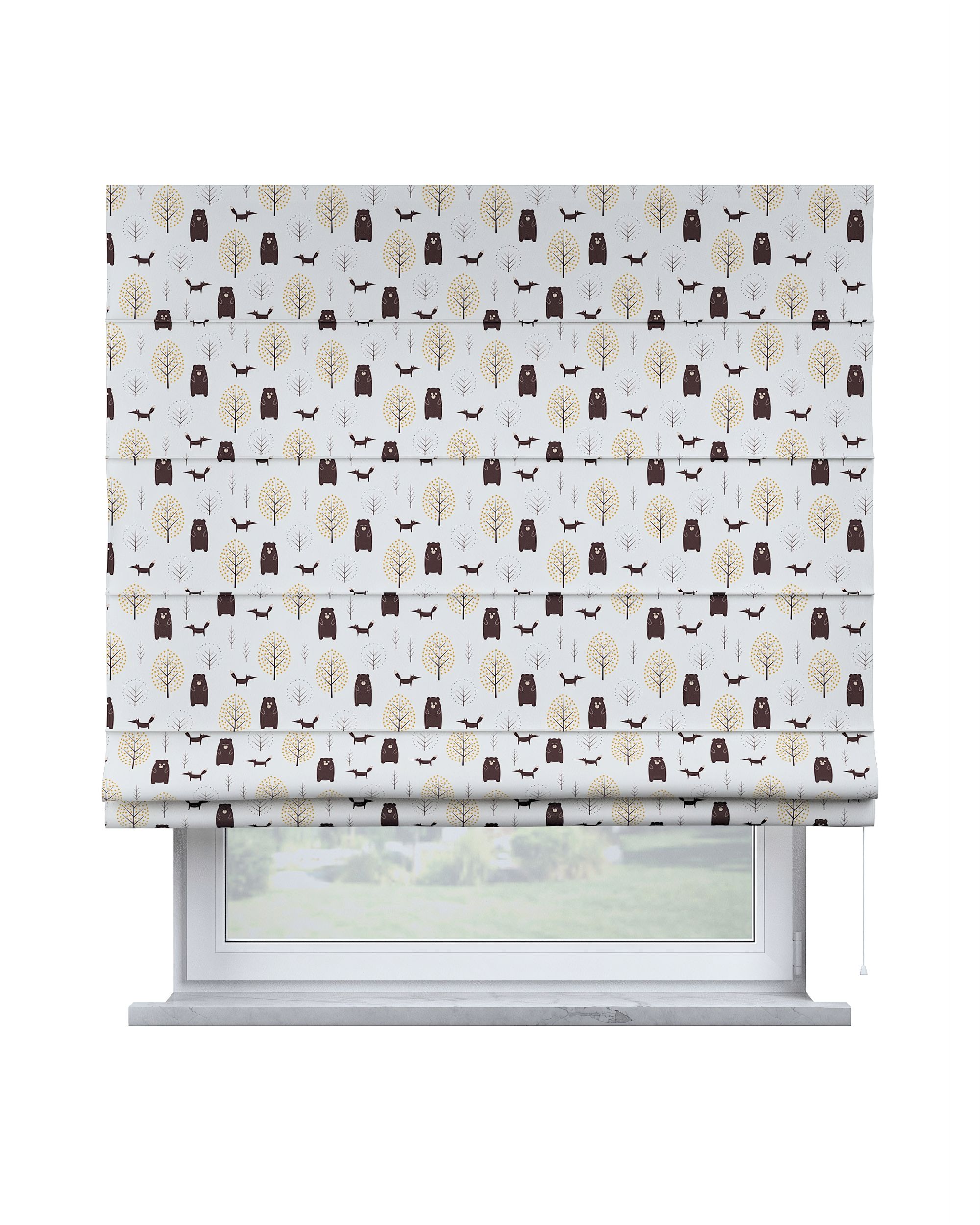 Capri Roman blind colour brown fabric patterned
