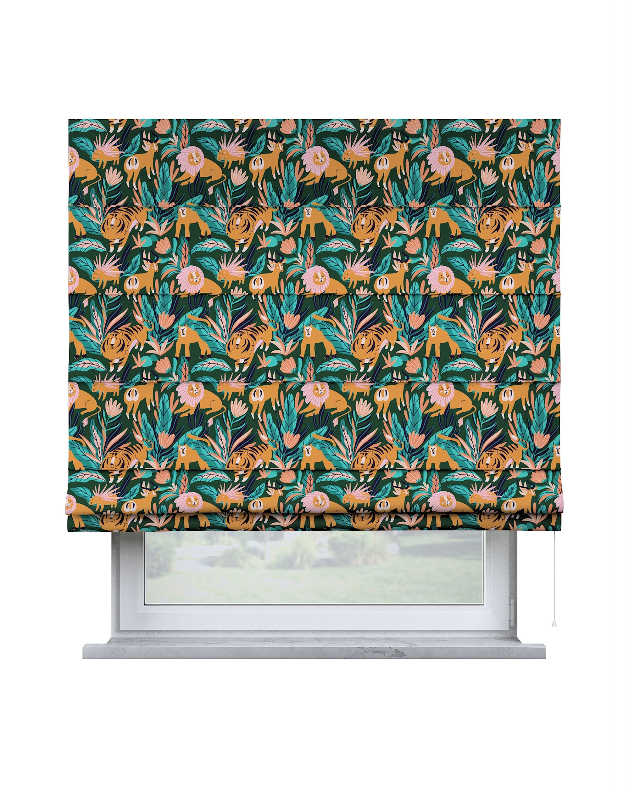 Capri Roman blind colour orange fabric patterned
