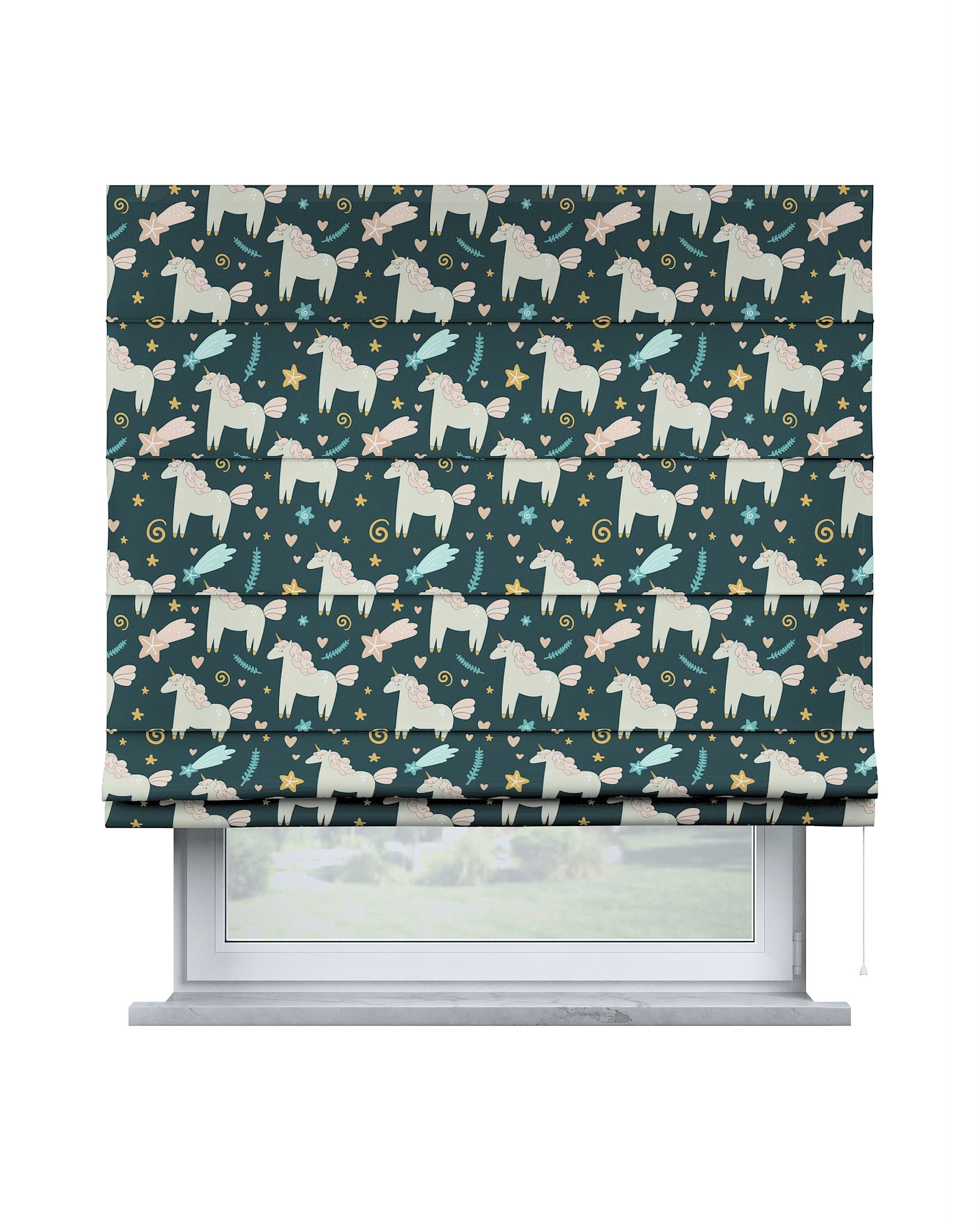 Capri Roman blind colour brown fabric patterned