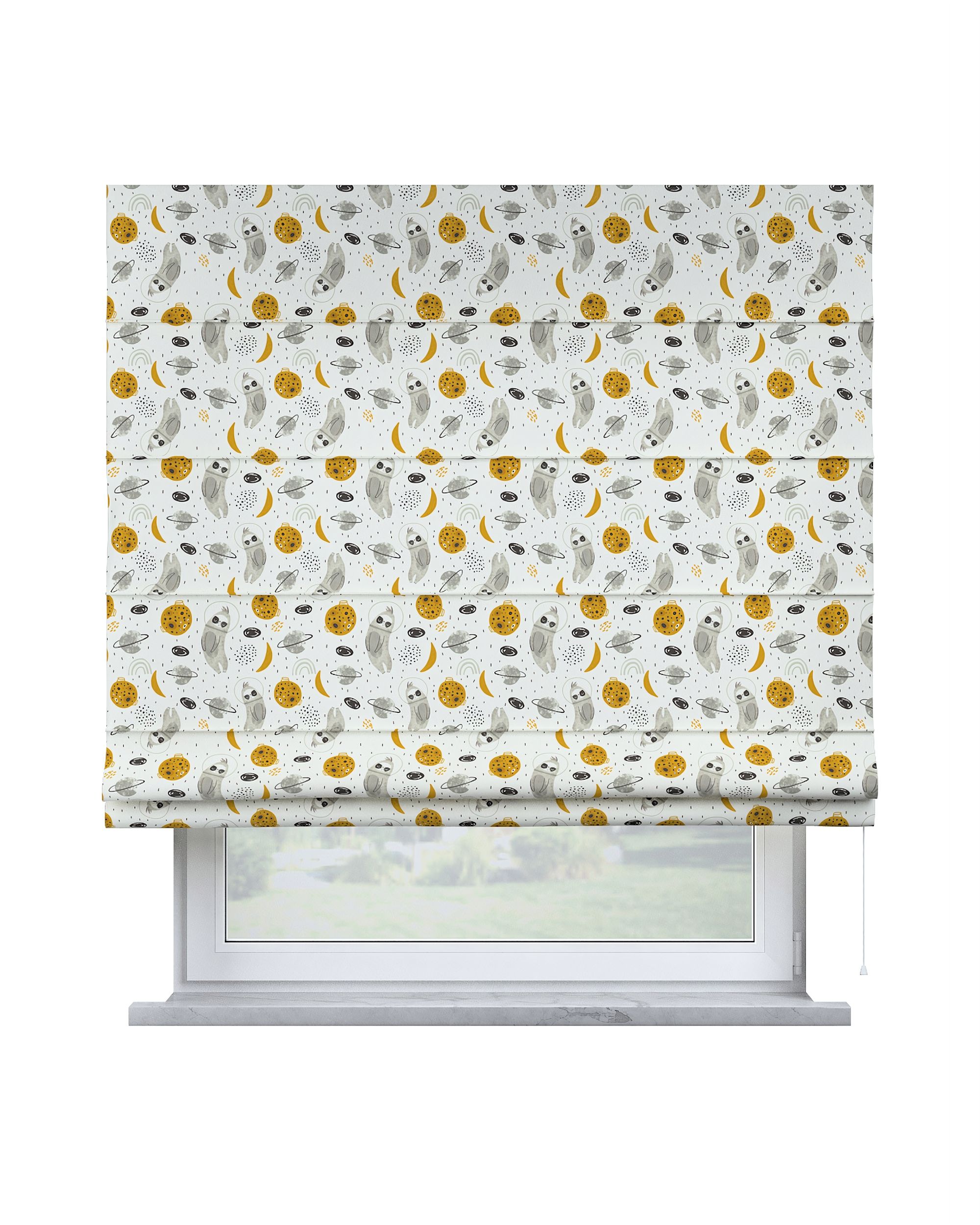 Capri Roman blind colour white fabric patterned