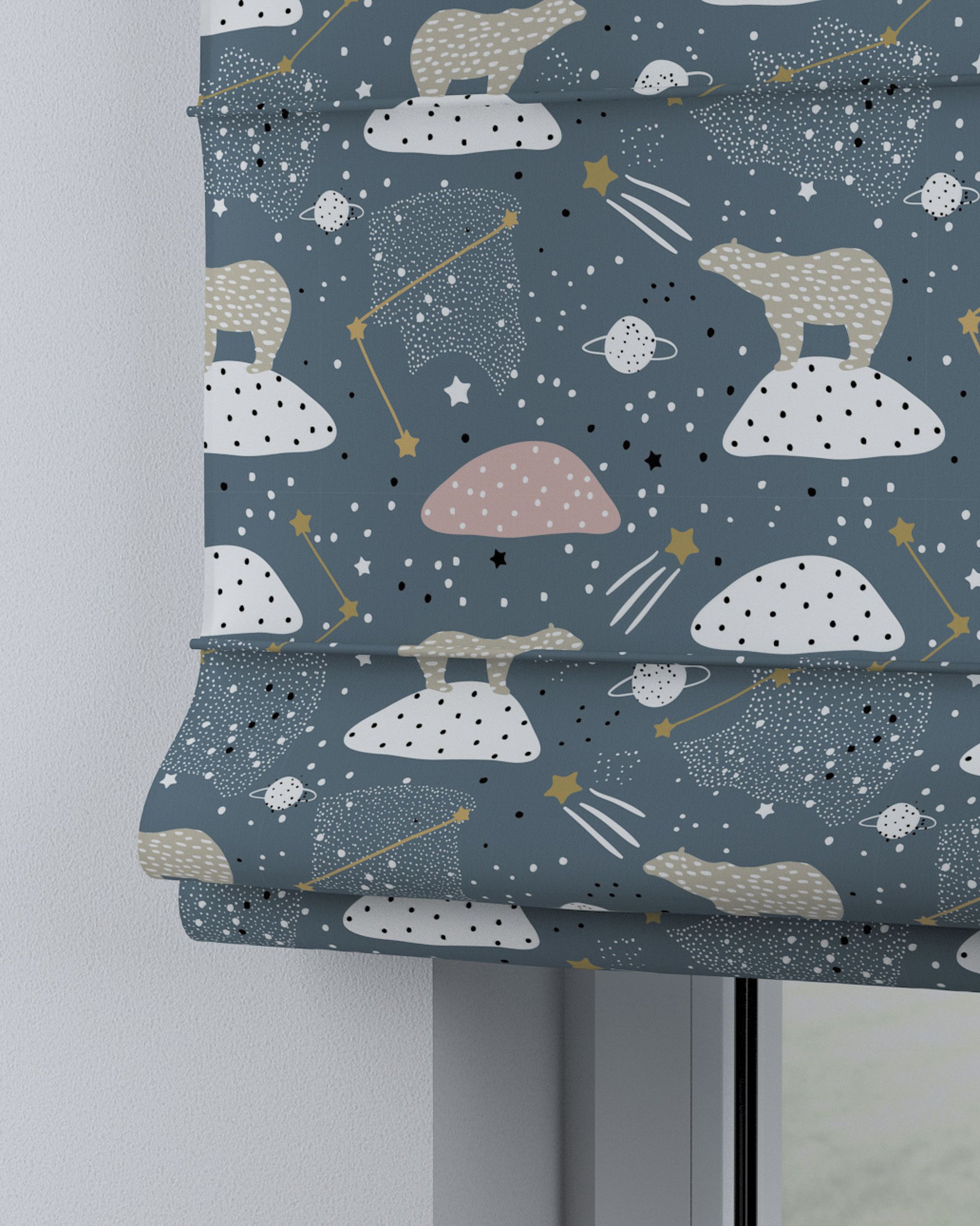 Capri Roman blind colour blue fabric patterned (hover)