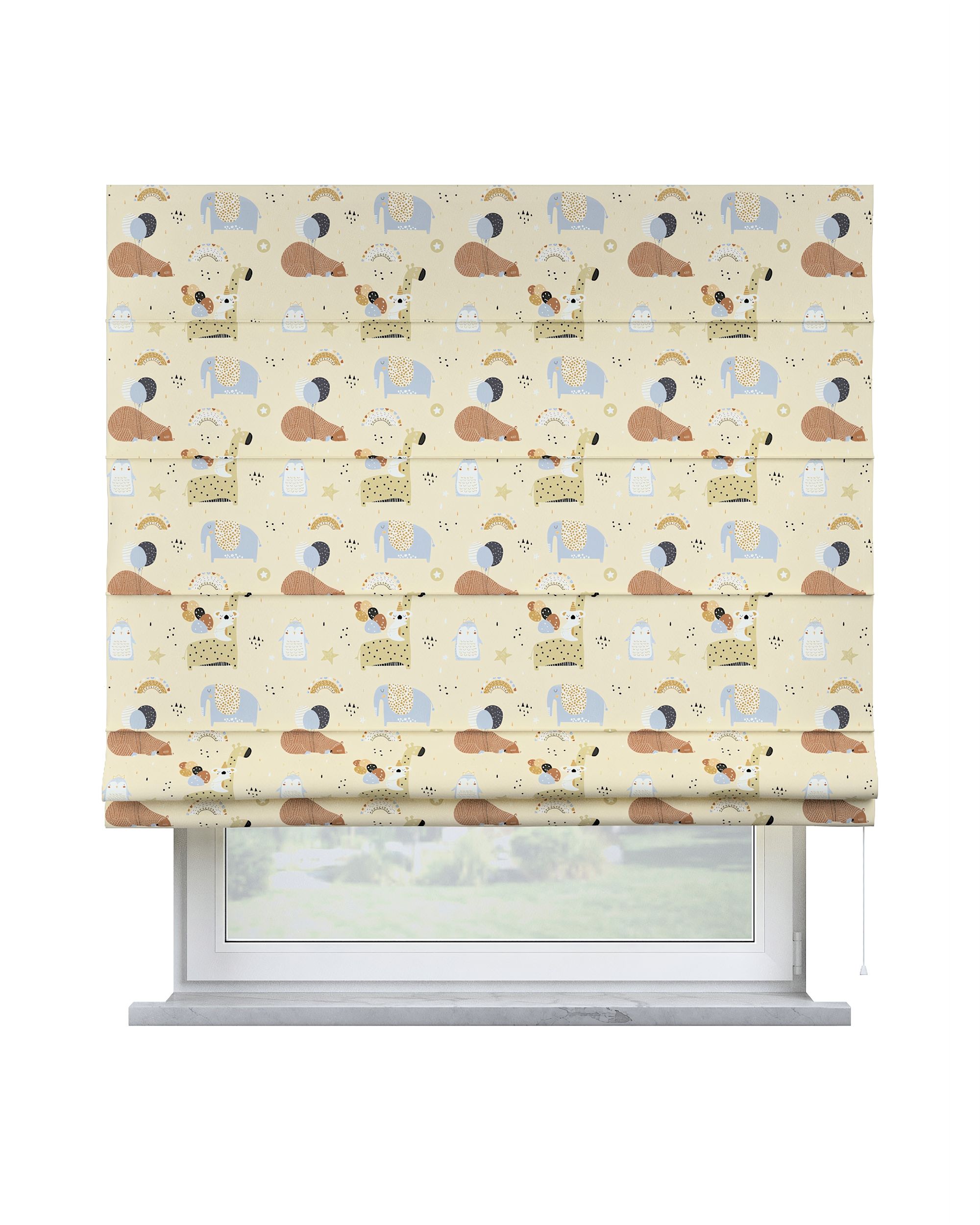 Capri Roman blind colour beige fabric patterned