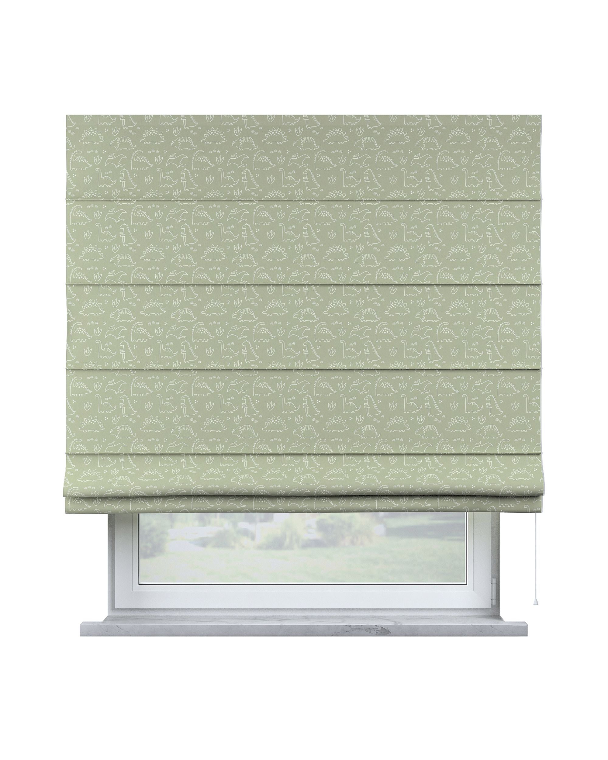 Capri Roman blind colour green fabric patterned