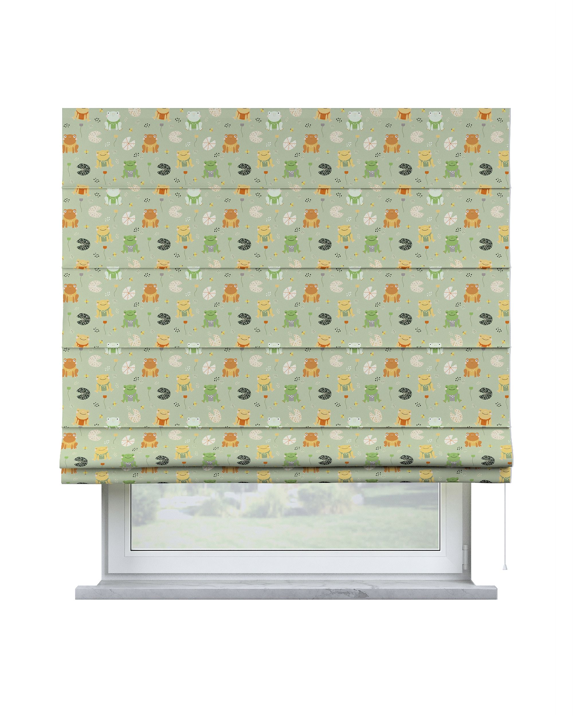 Capri Roman blind colour green fabric patterned