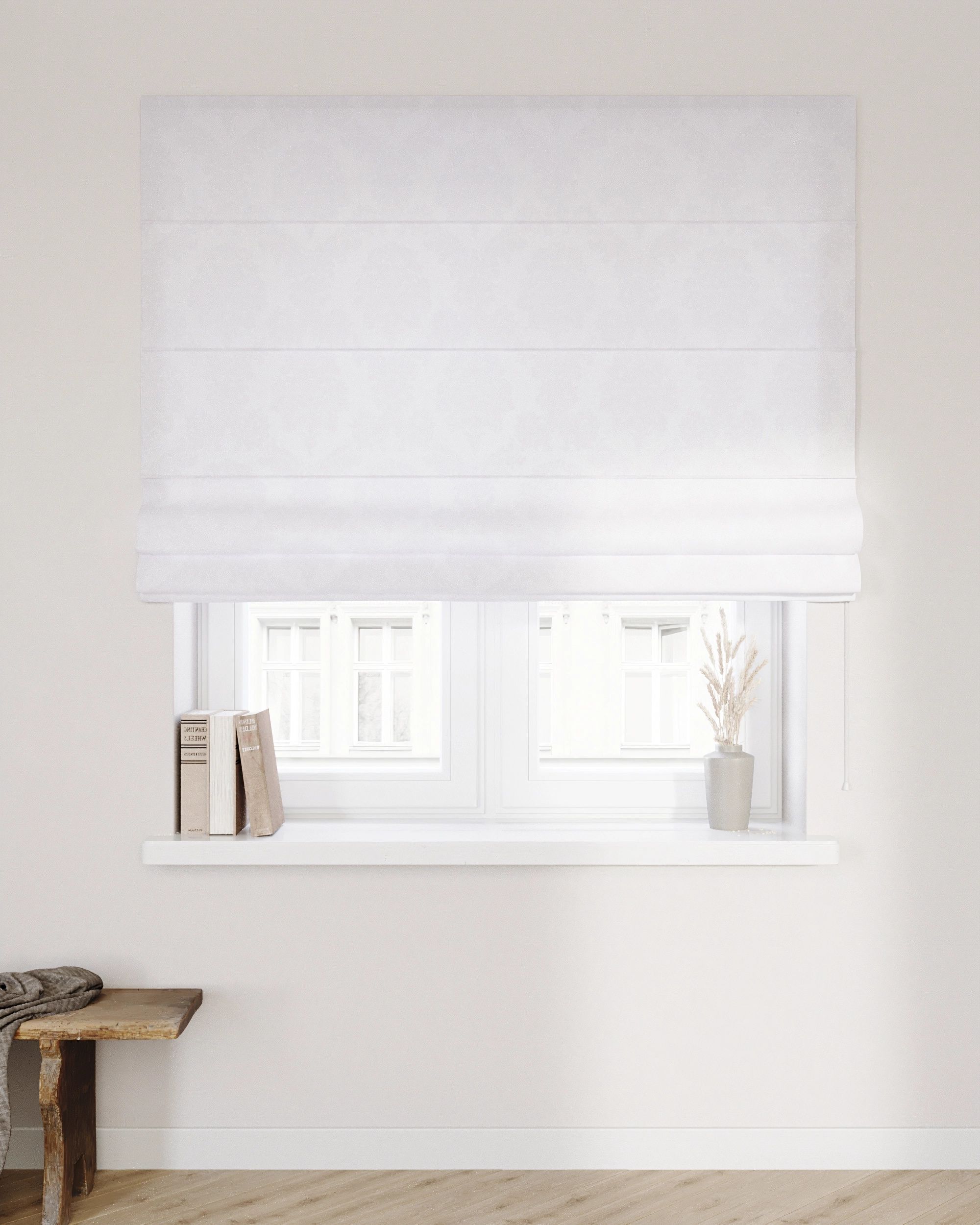 Capri Roman blind colour white fabric gloss, structured, patterned (hover)