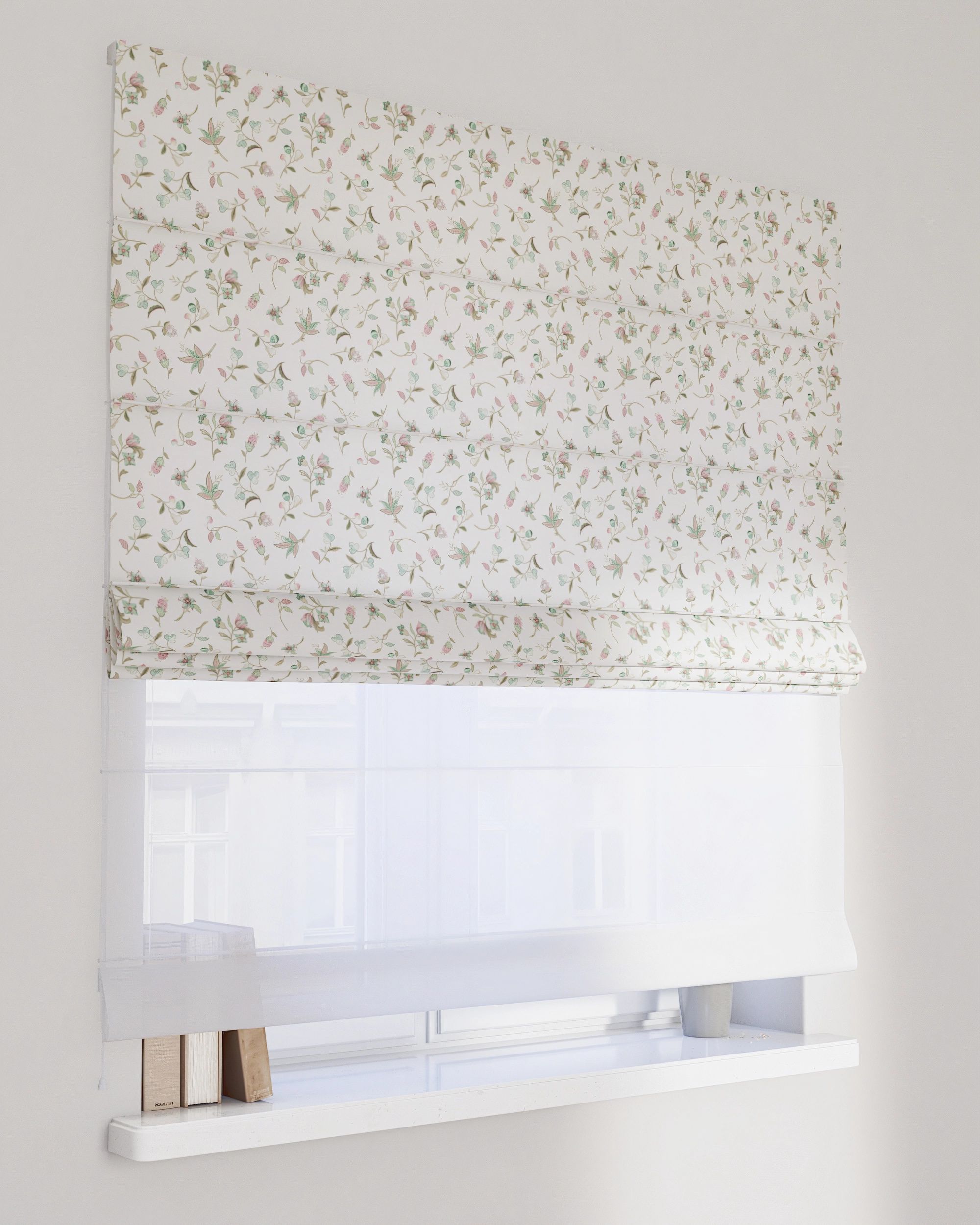 Double layered Roman blind DUO colour multicolour fabric patterned