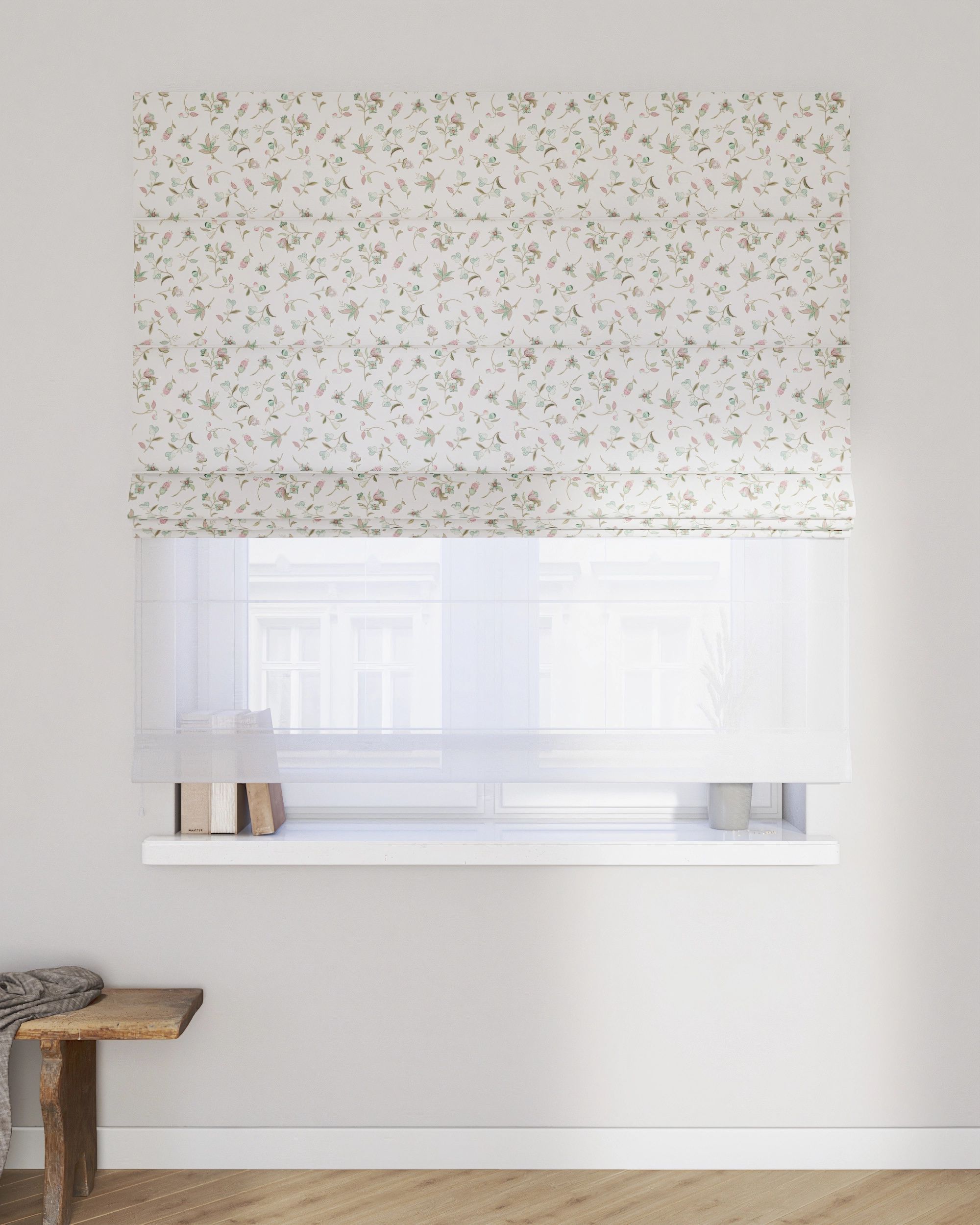 Double layered Roman blind DUO colour multicolour fabric patterned (hover)
