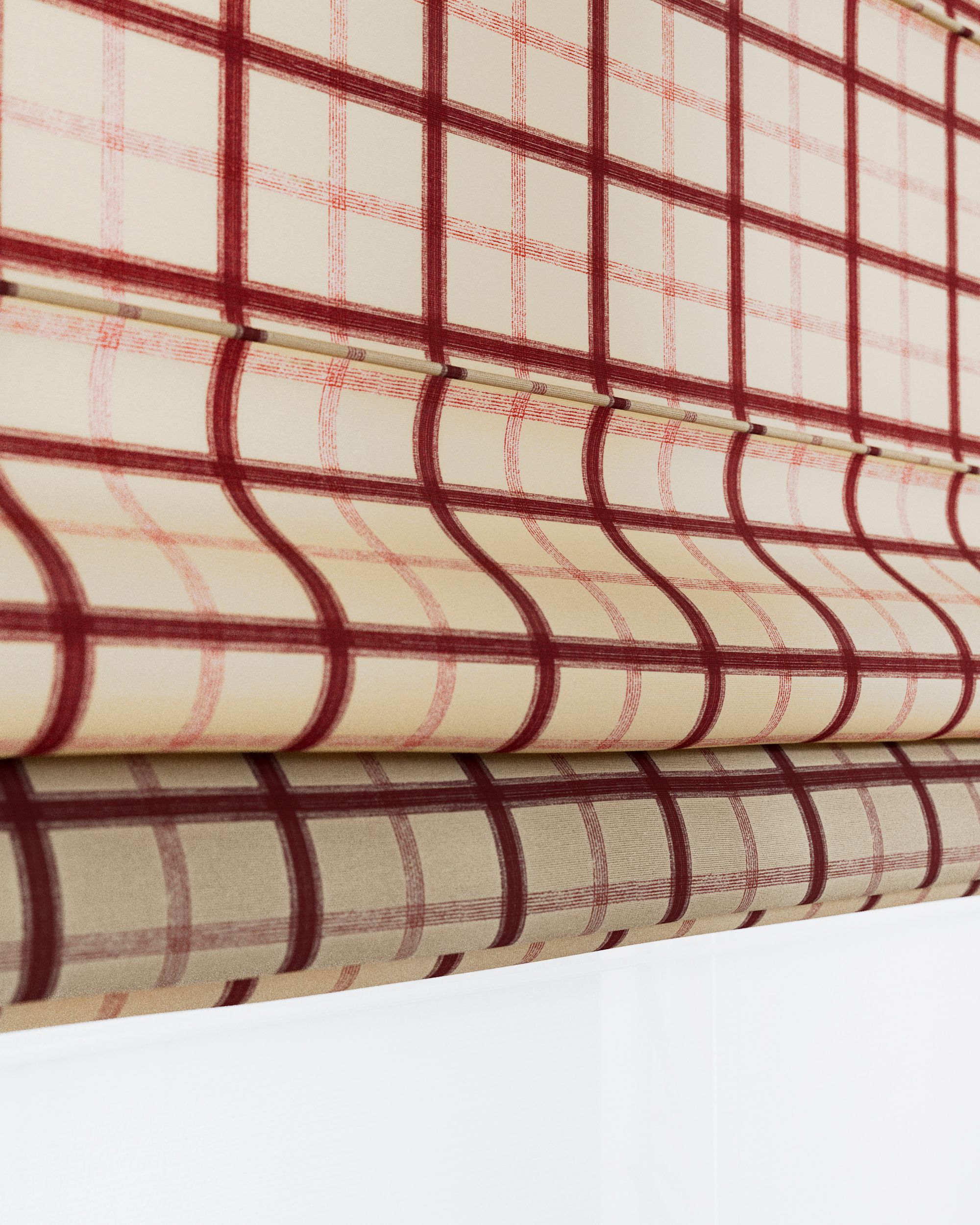 Double layered Roman blind DUO colour red fabric patterned (hover)