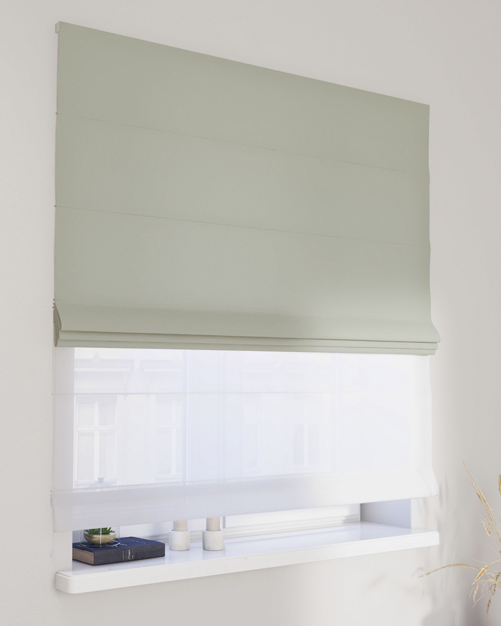 Double layered Roman blind DUO colour green