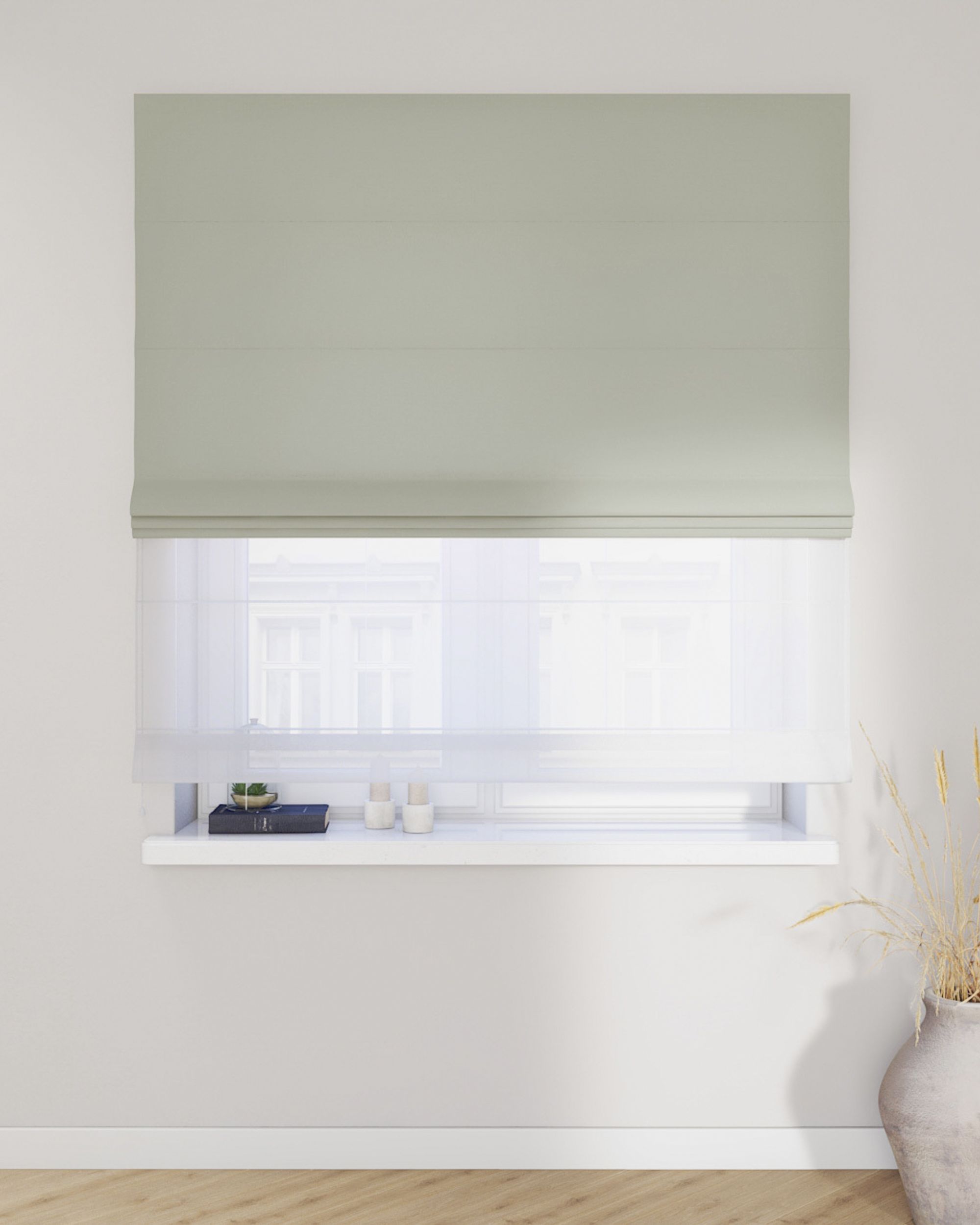 Double layered Roman blind DUO colour green (hover)