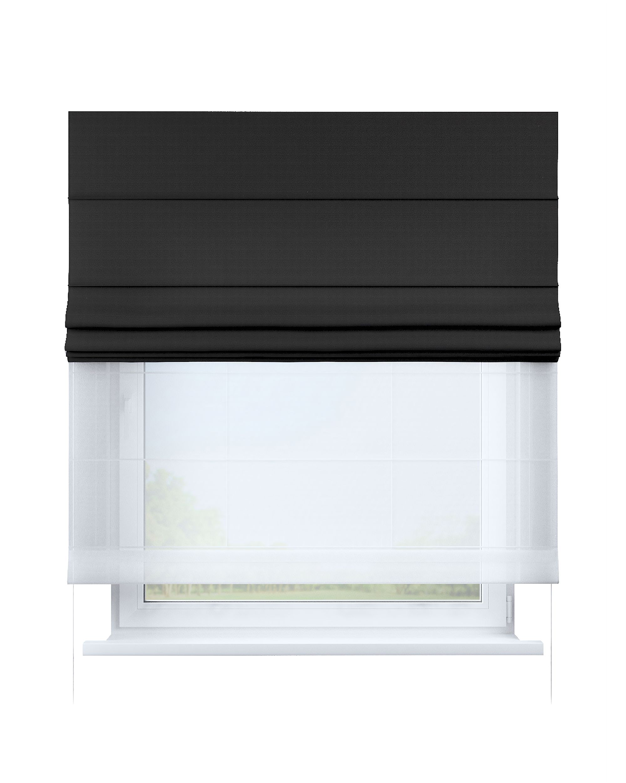 Double layered Roman blind DUO colour black