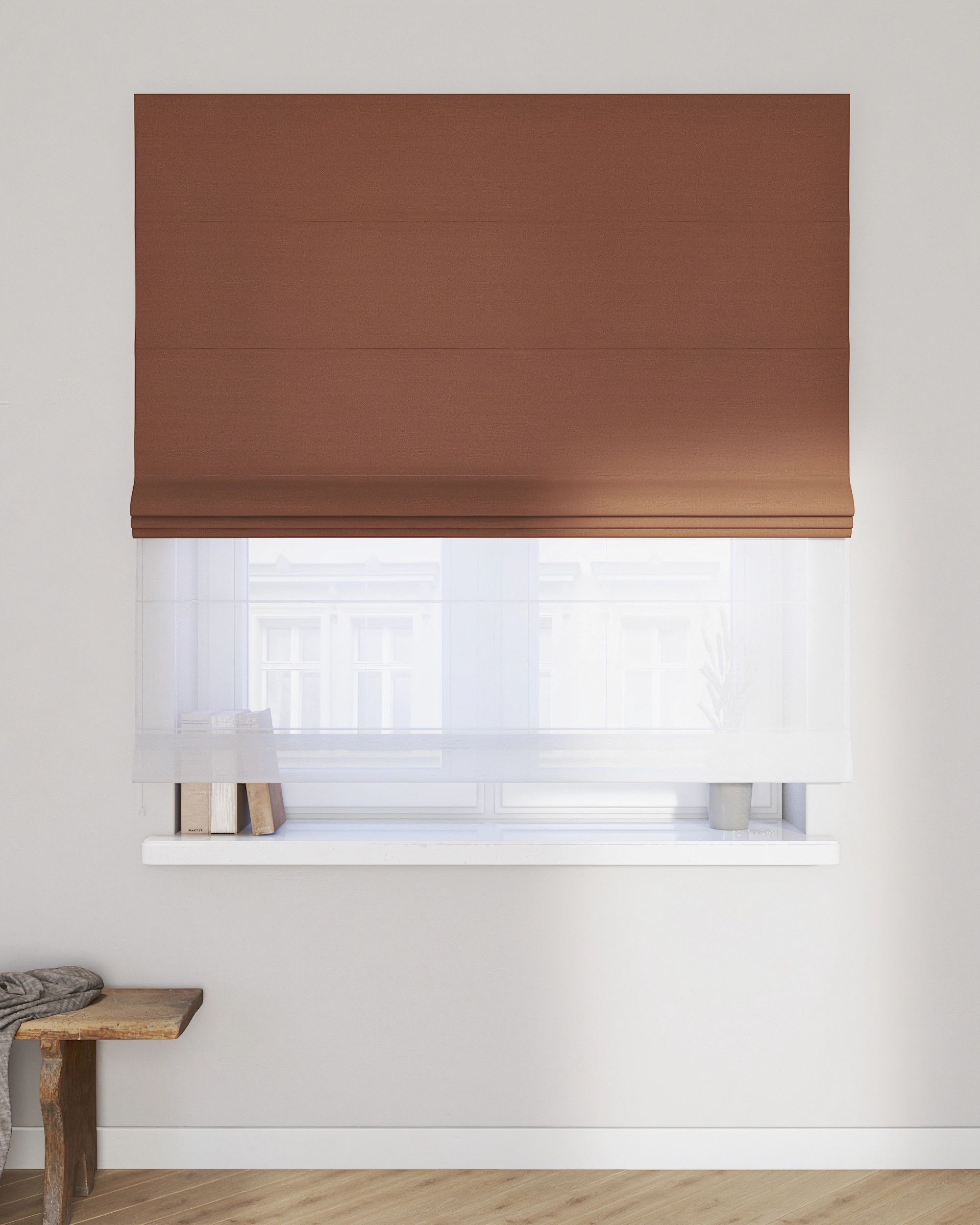 Double layered Roman blind DUO colour brown (hover)