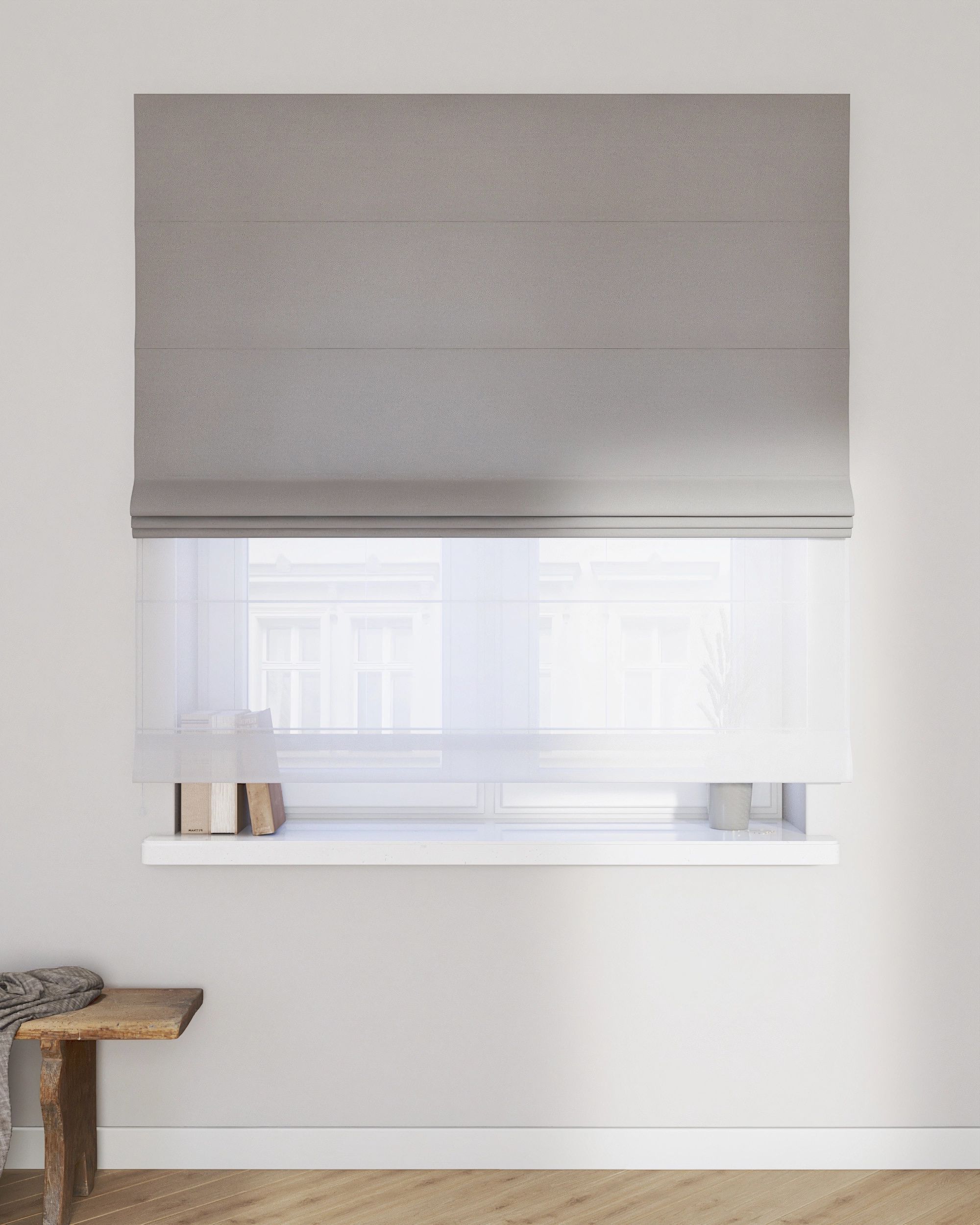Double layered Roman blind DUO colour grey (hover)