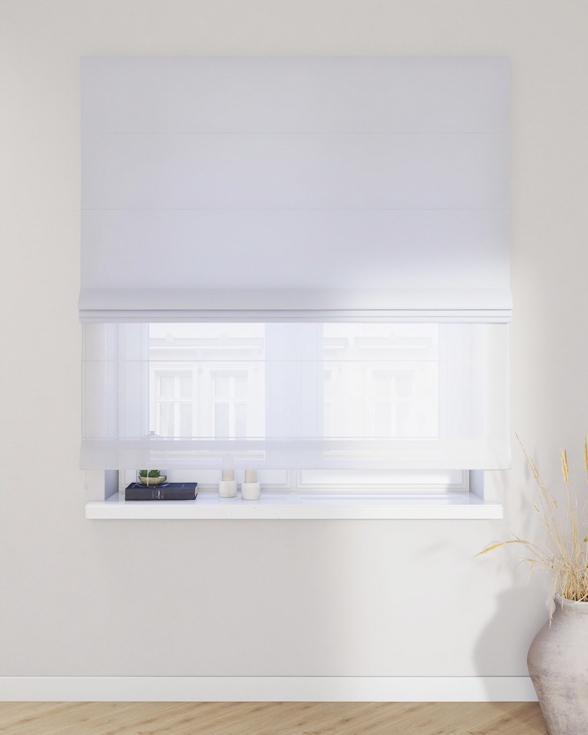Double layered Roman blind DUO colour blue (hover)