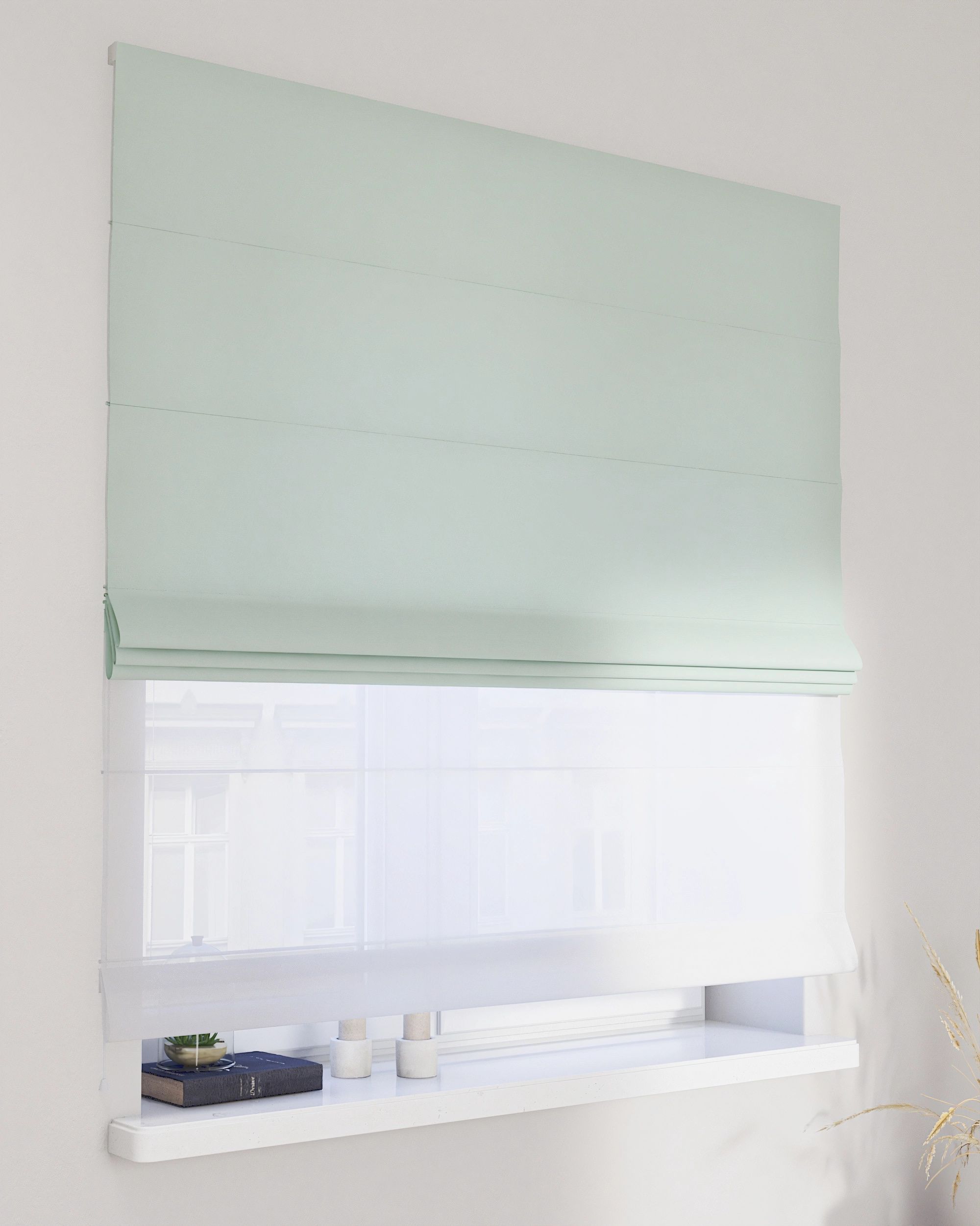 Double layered Roman blind DUO colour green