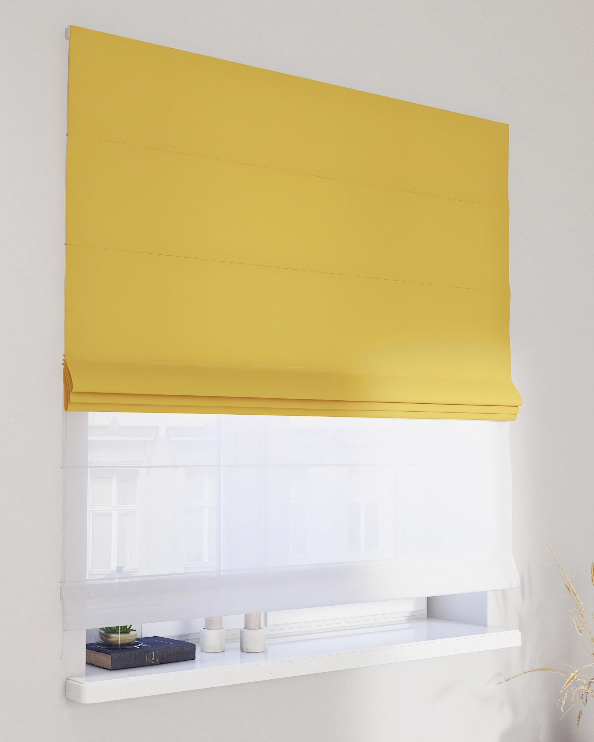 Double layered Roman blind DUO colour yellow