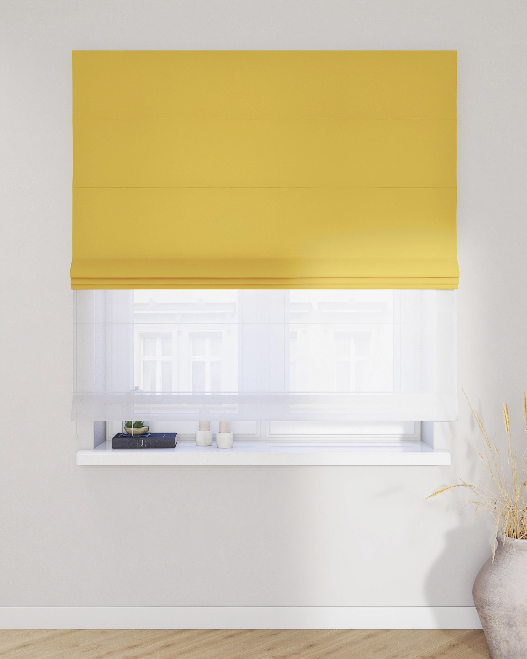 Double layered Roman blind DUO colour yellow (hover)