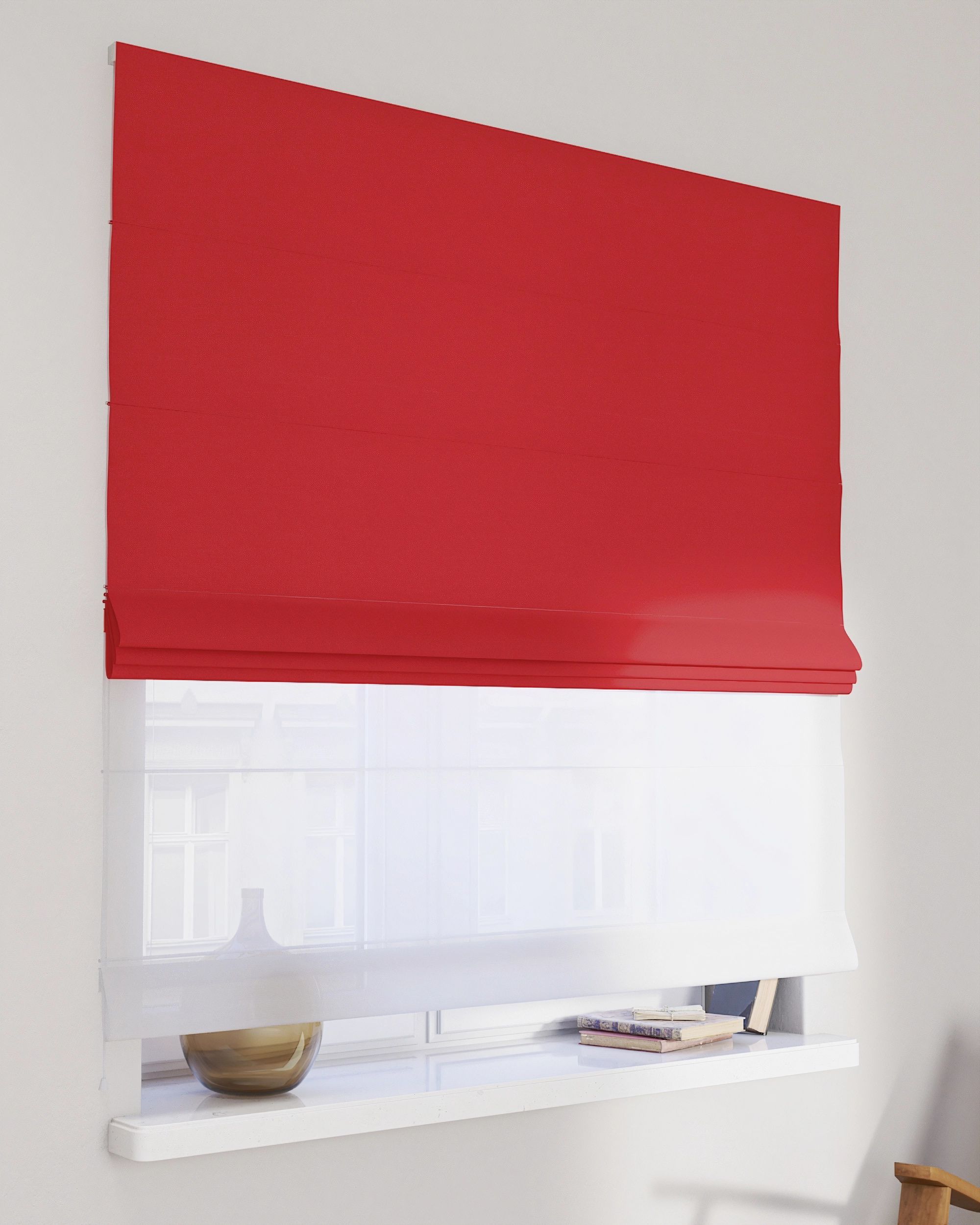 Double layered Roman blind DUO colour red