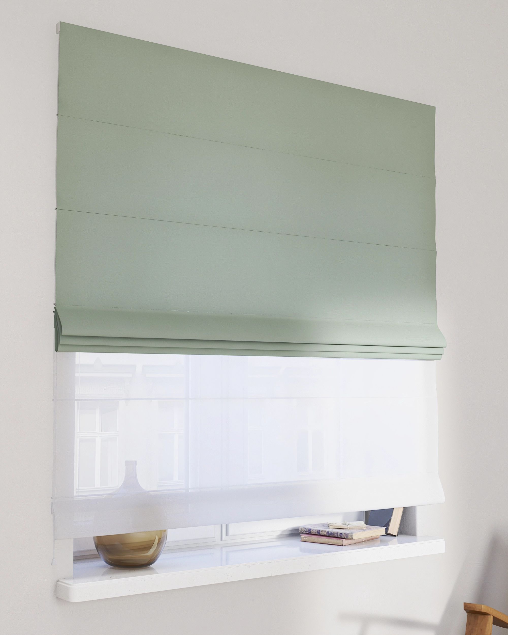 Double layered Roman blind DUO colour green