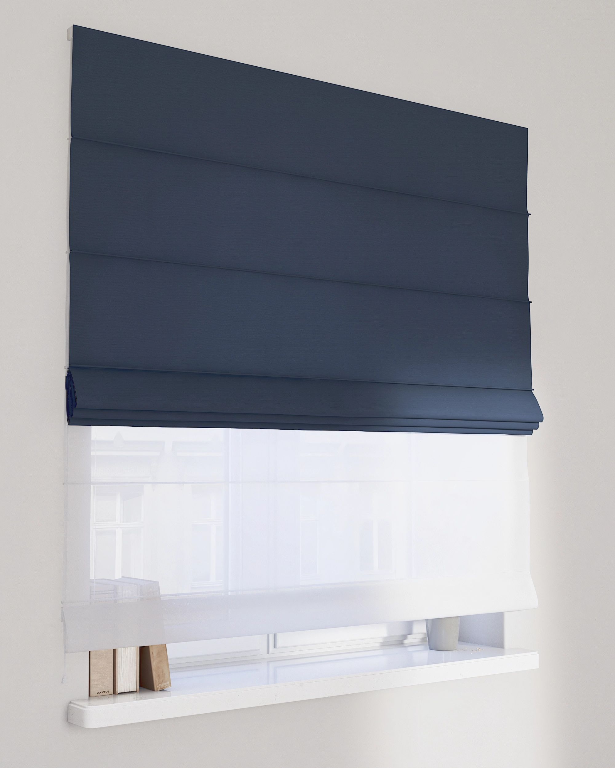 Double layered Roman blind DUO colour navy blue