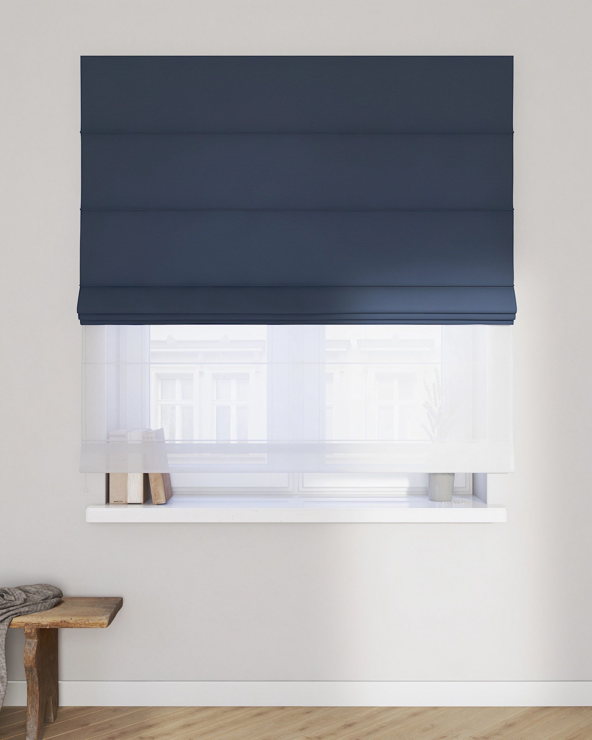 Double layered Roman blind DUO colour navy blue (hover)