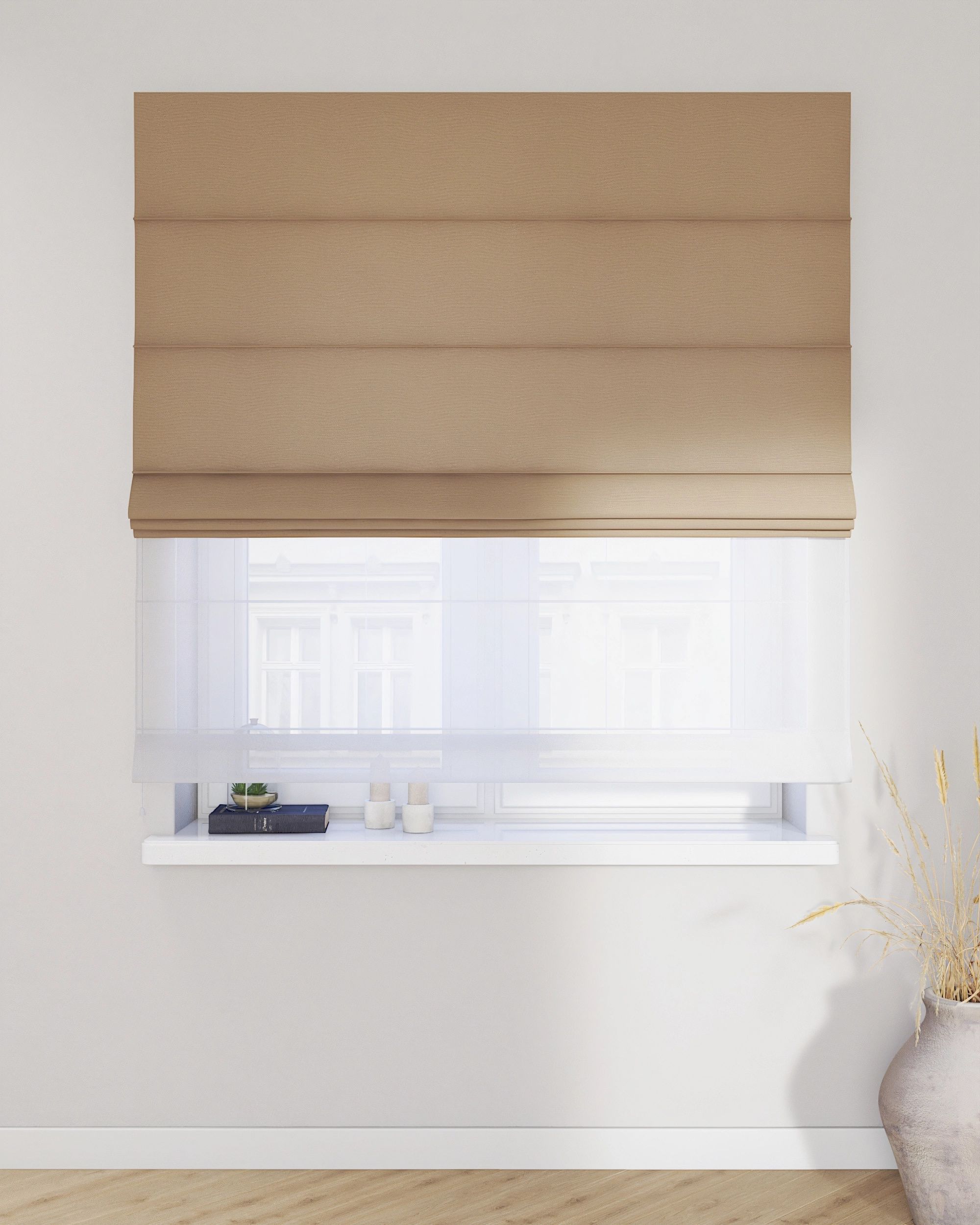 Double layered Roman blind DUO colour beige (hover)