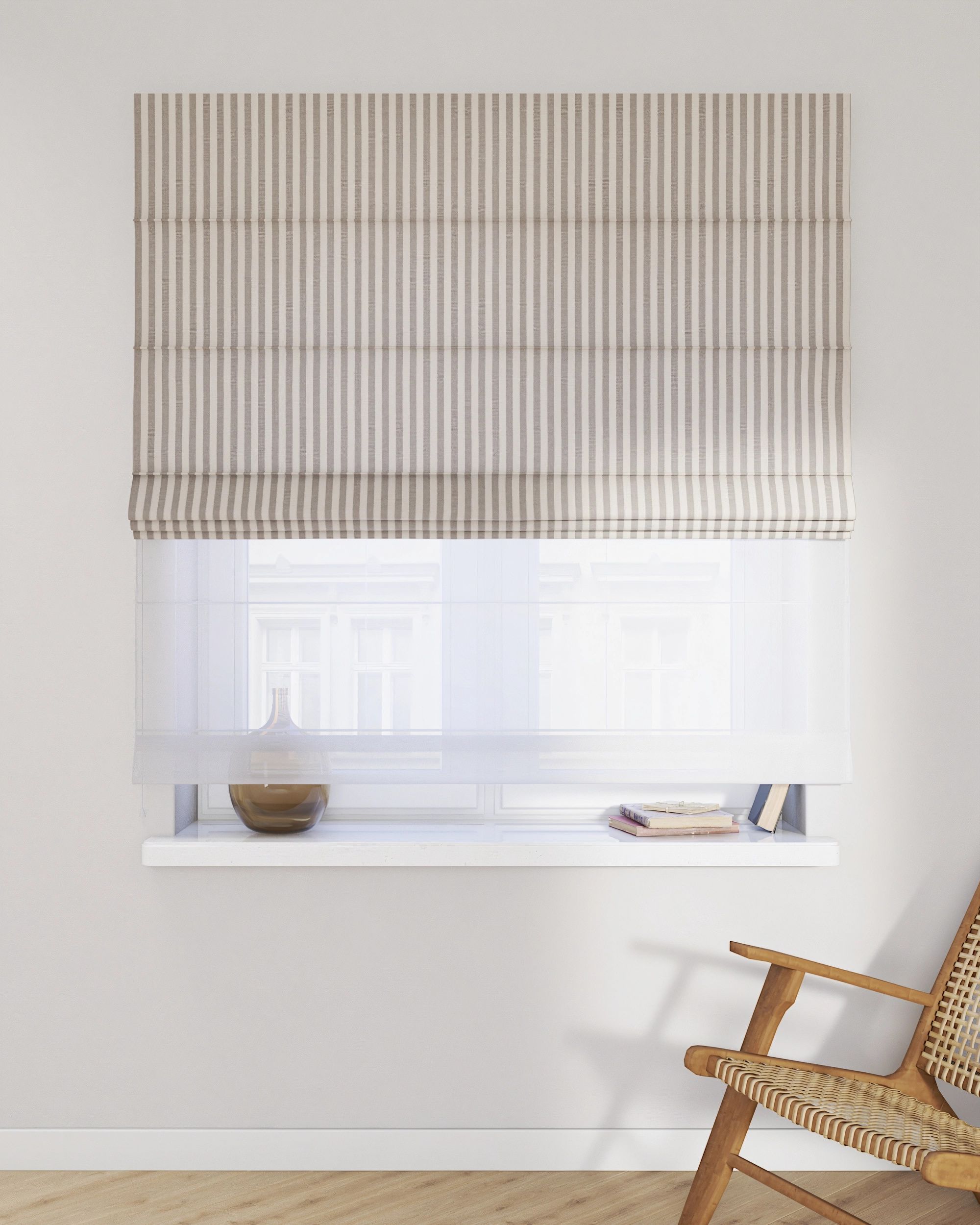 Double layered Roman blind DUO colour grey fabric patterned (hover)