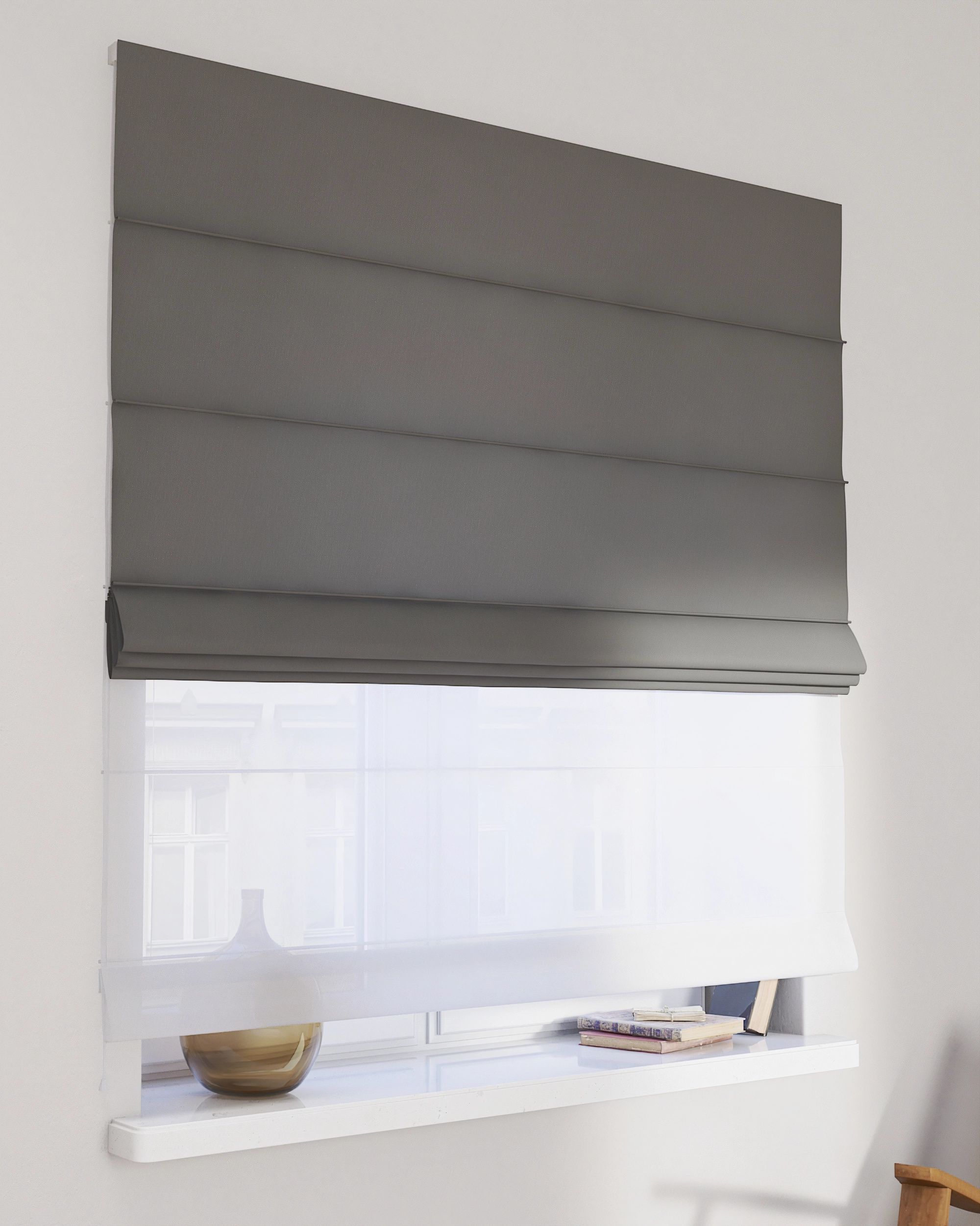 Double layered Roman blind DUO colour grey