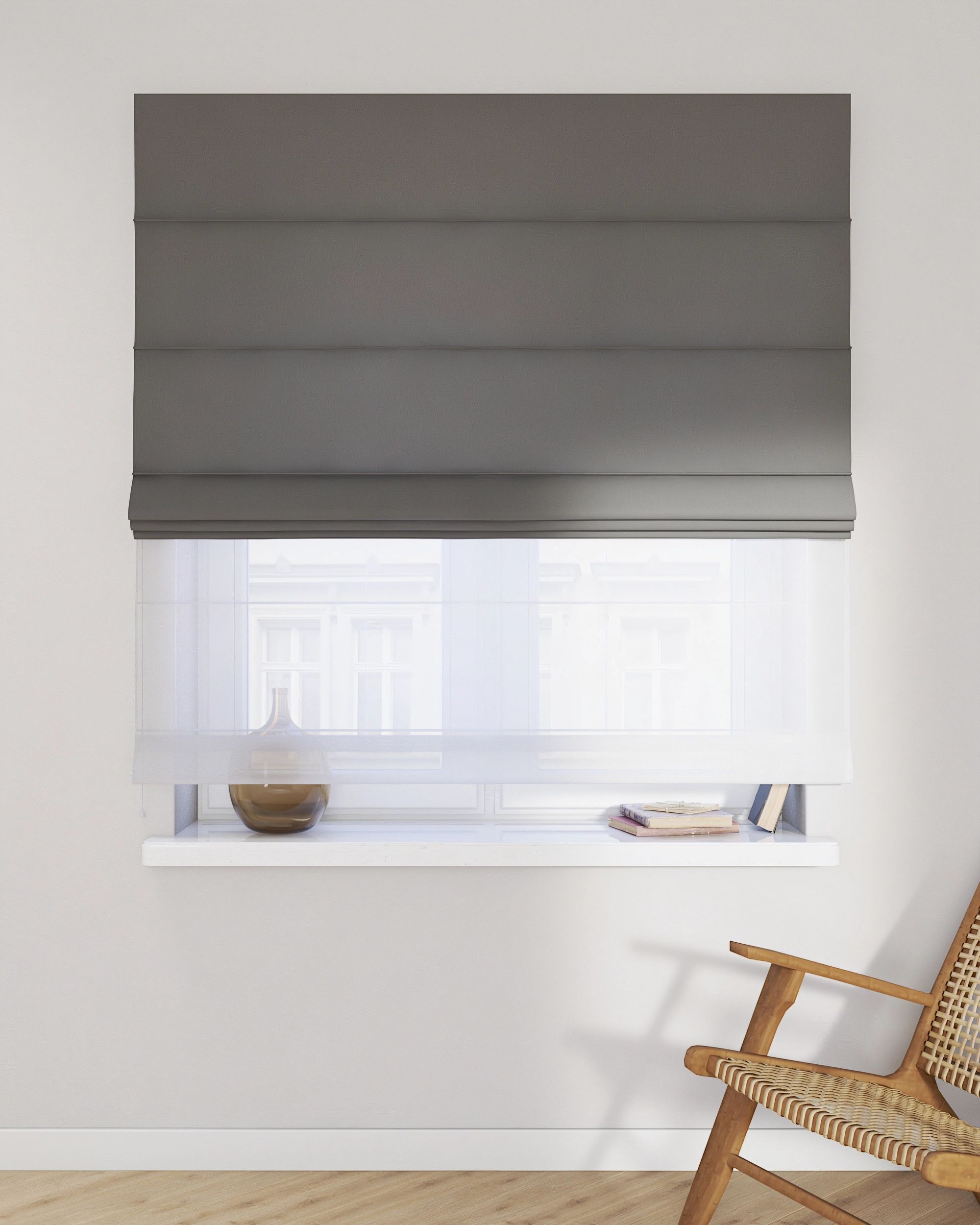 Double layered Roman blind DUO colour grey (hover)