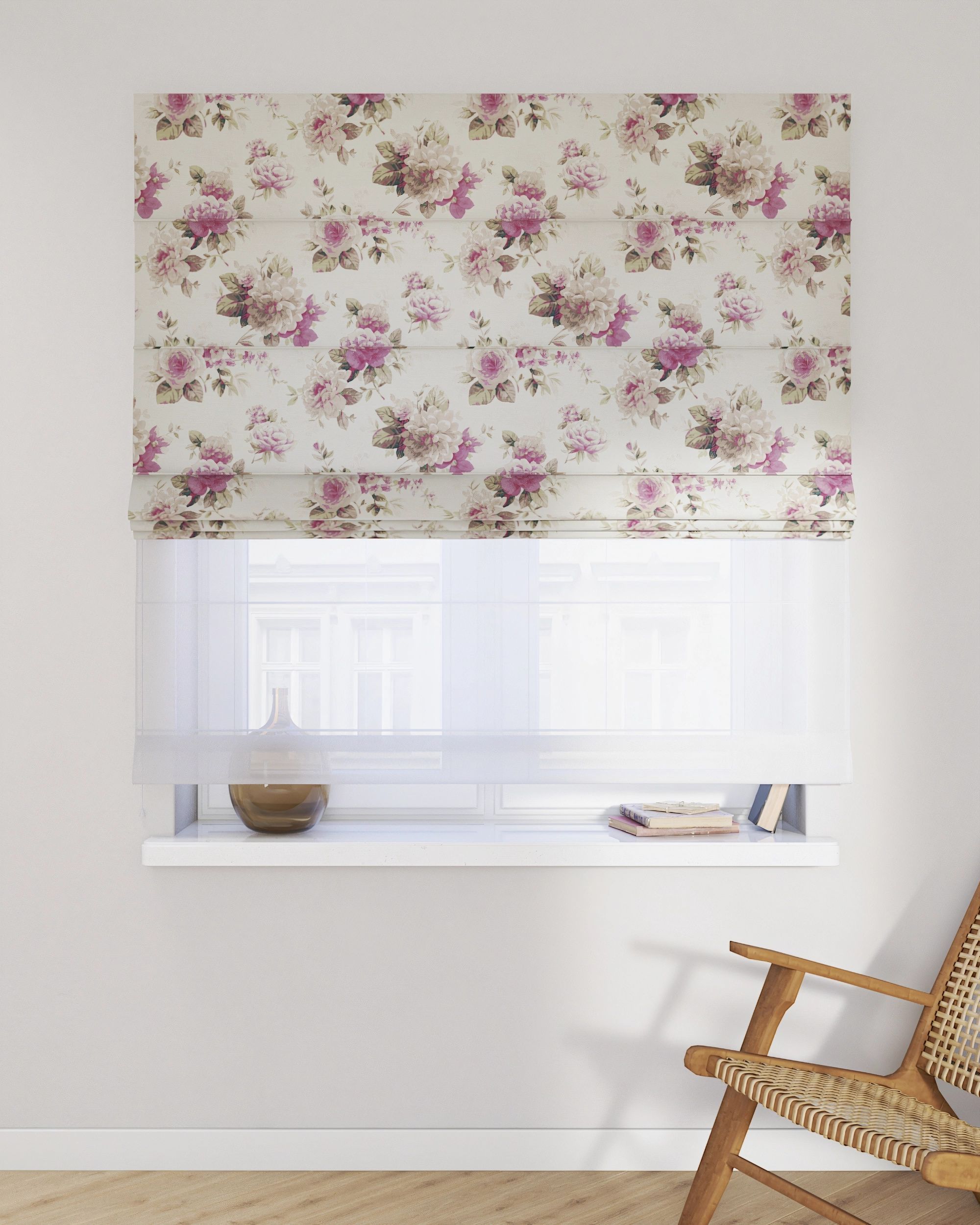 Double layered Roman blind DUO colour multicolour fabric patterned (hover)
