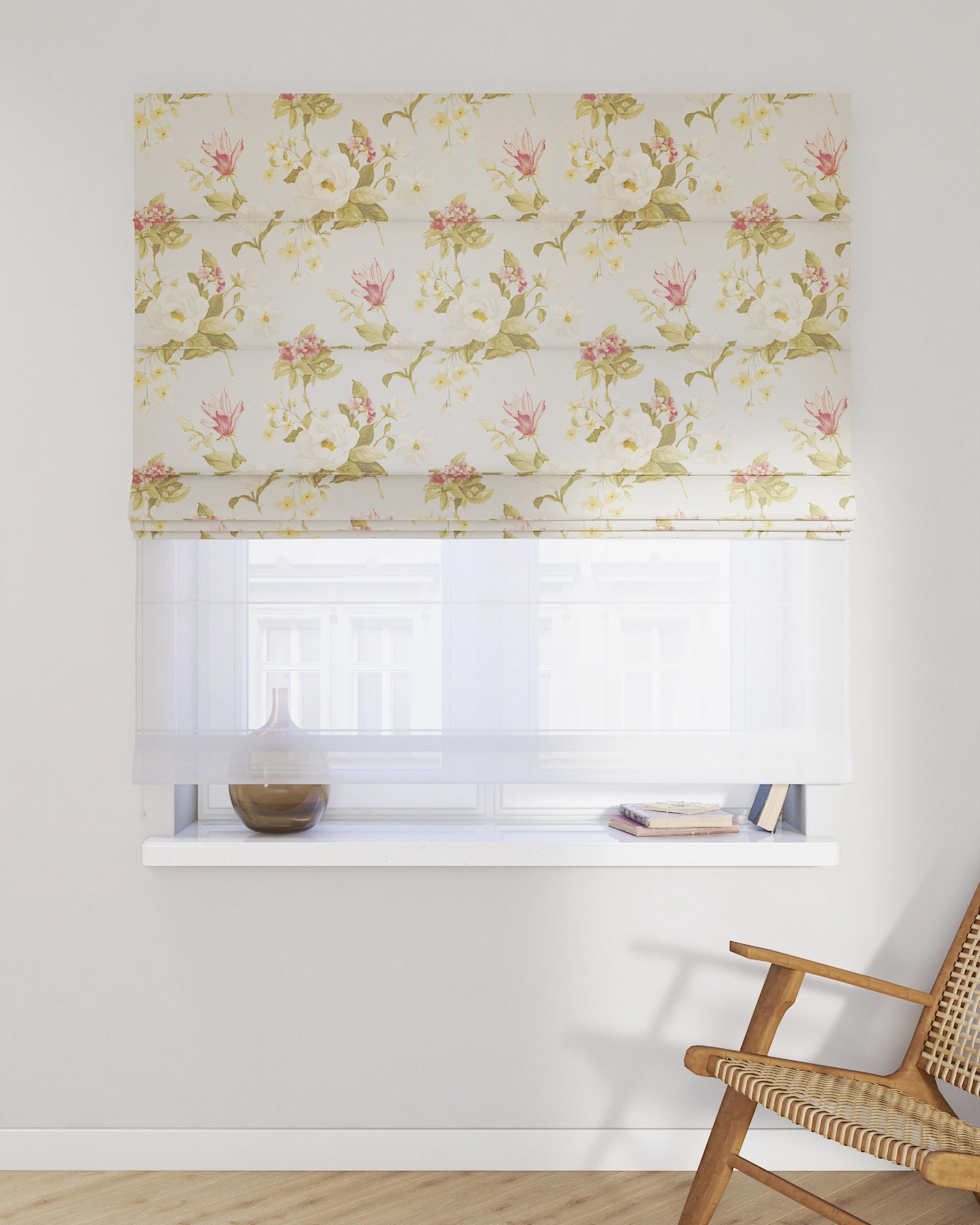 Double layered Roman blind DUO colour multicolour fabric patterned (hover)