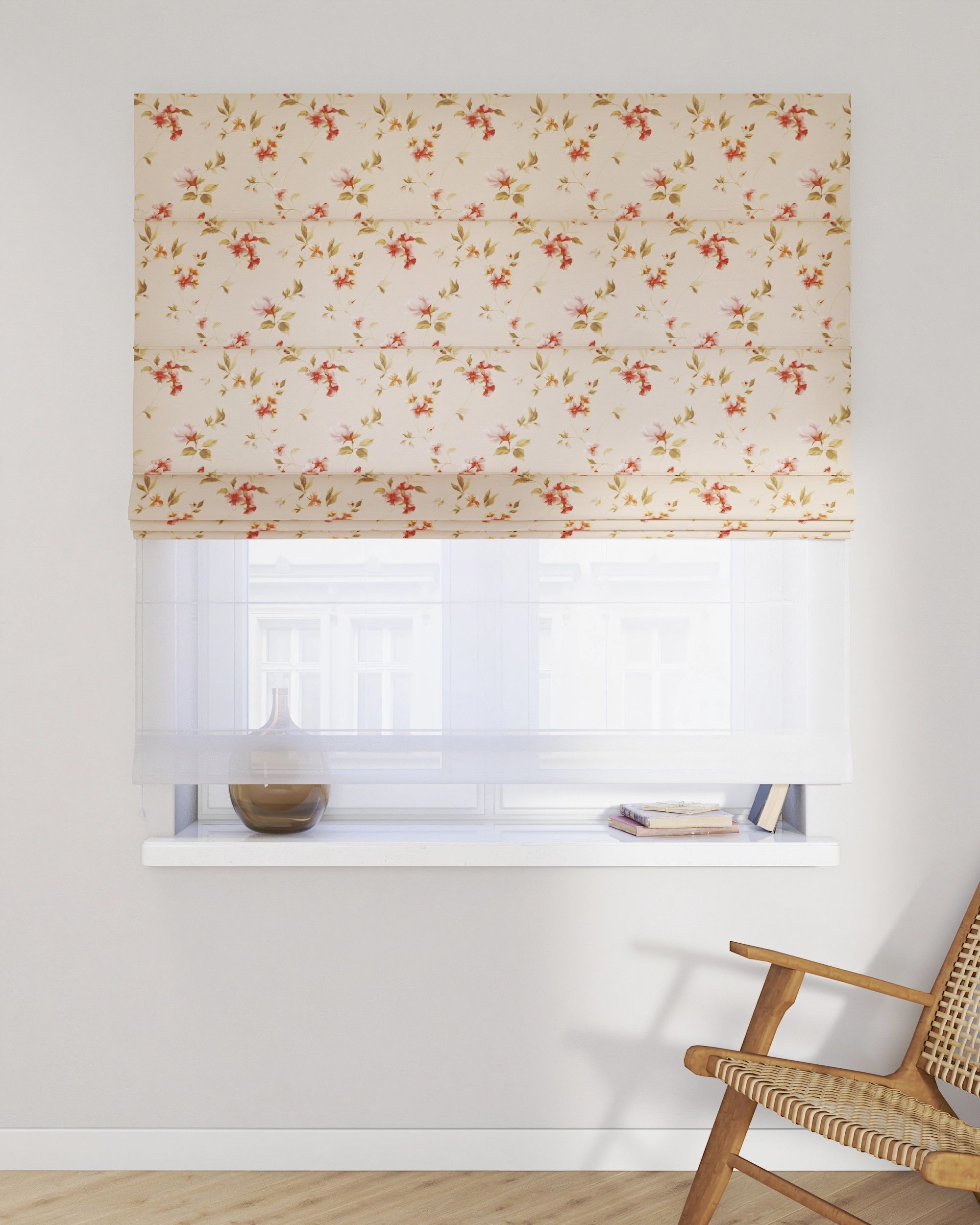 Double layered Roman blind DUO colour multicolour fabric patterned (hover)