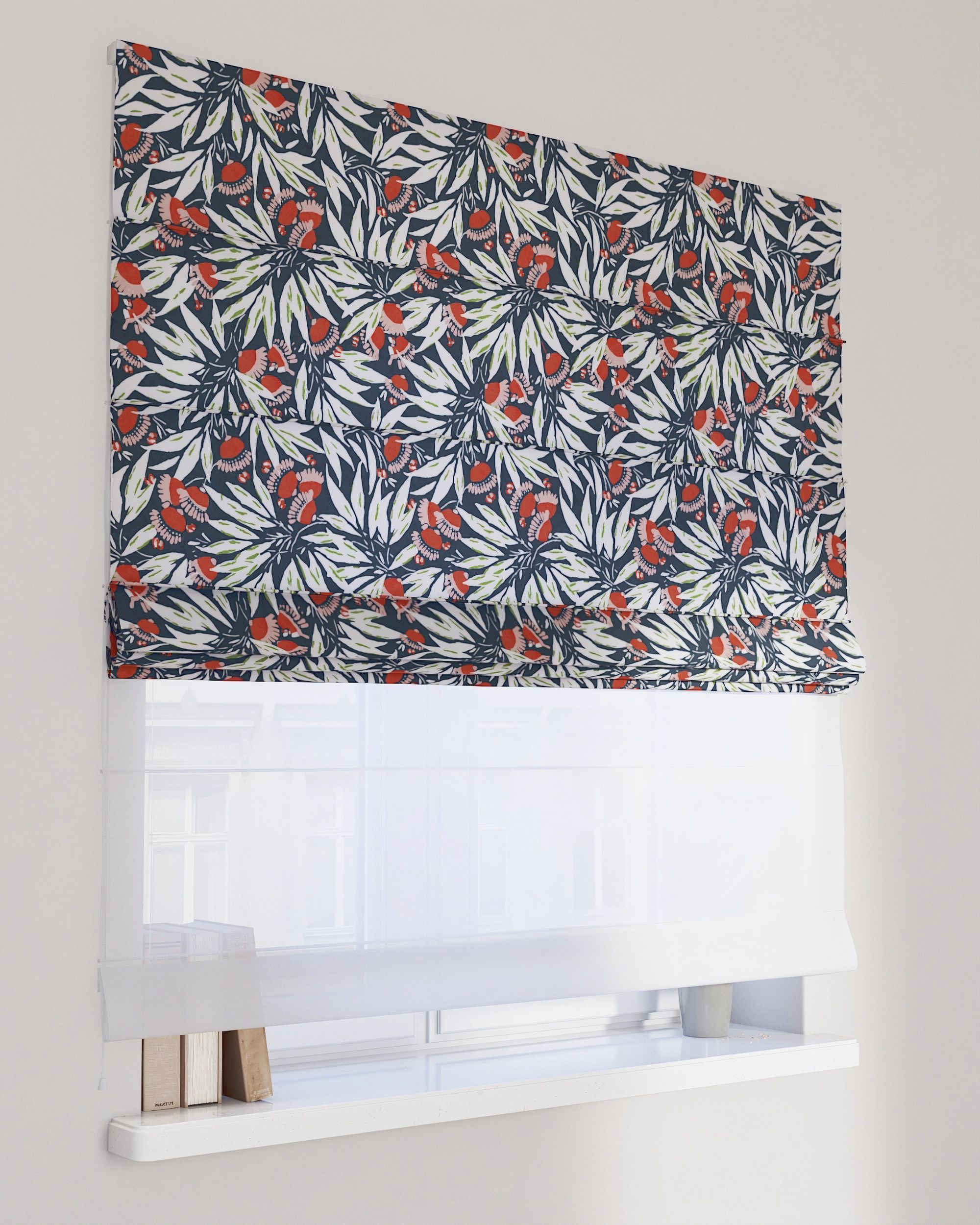 Double layered Roman blind DUO colour multicolour fabric patterned
