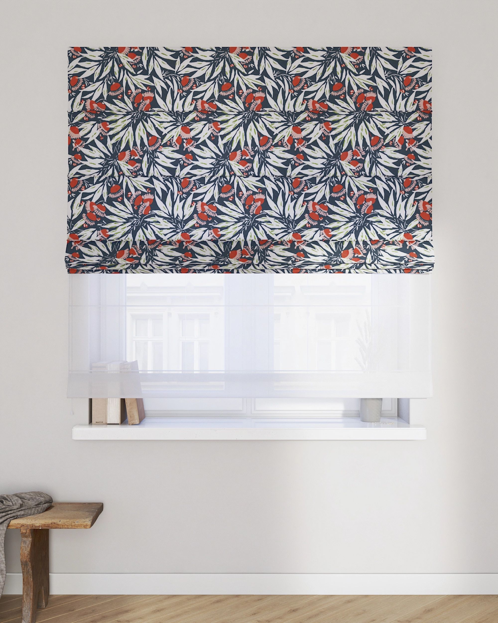 Double layered Roman blind DUO colour multicolour fabric patterned (hover)