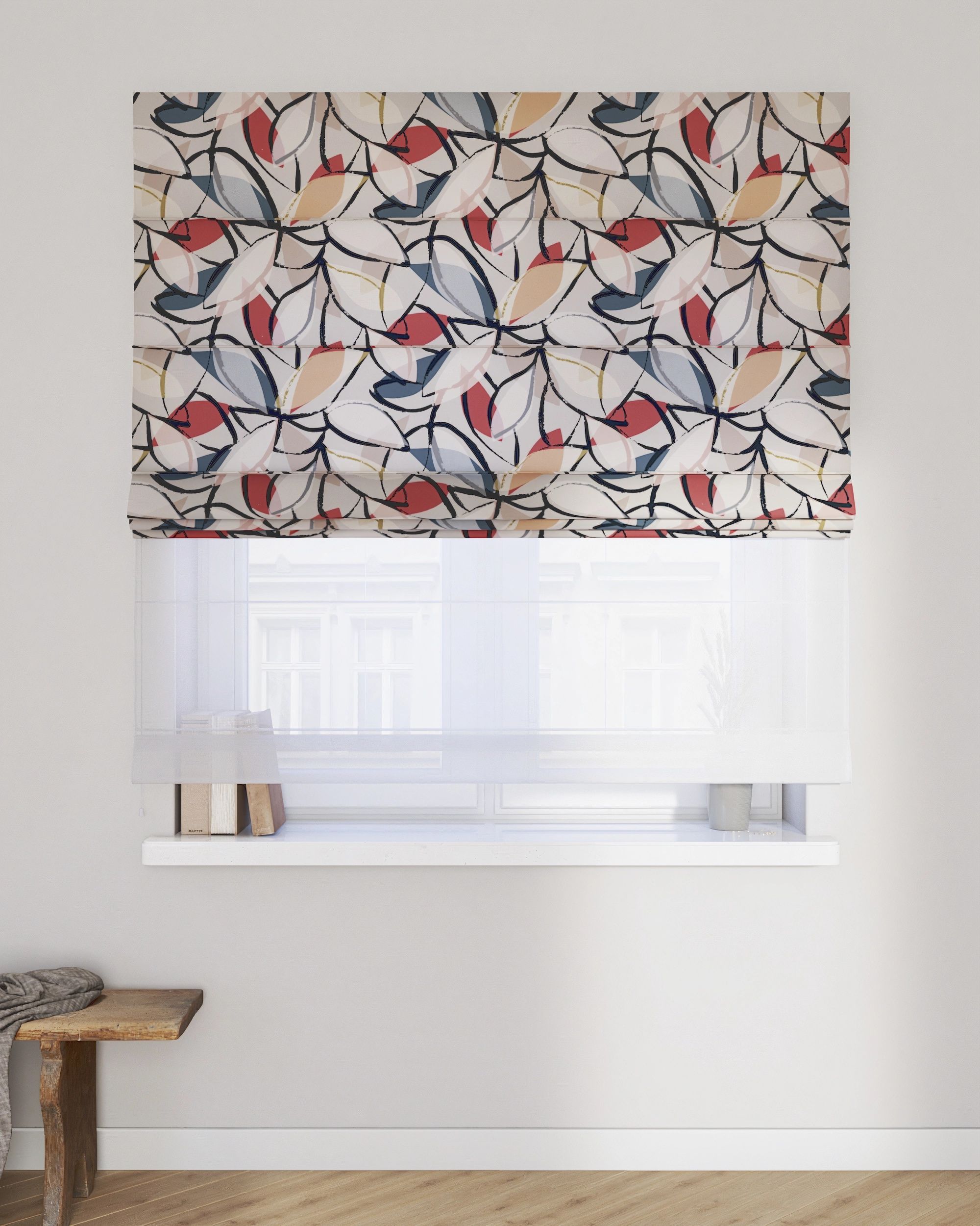 Double layered Roman blind DUO colour multicolour fabric patterned (hover)