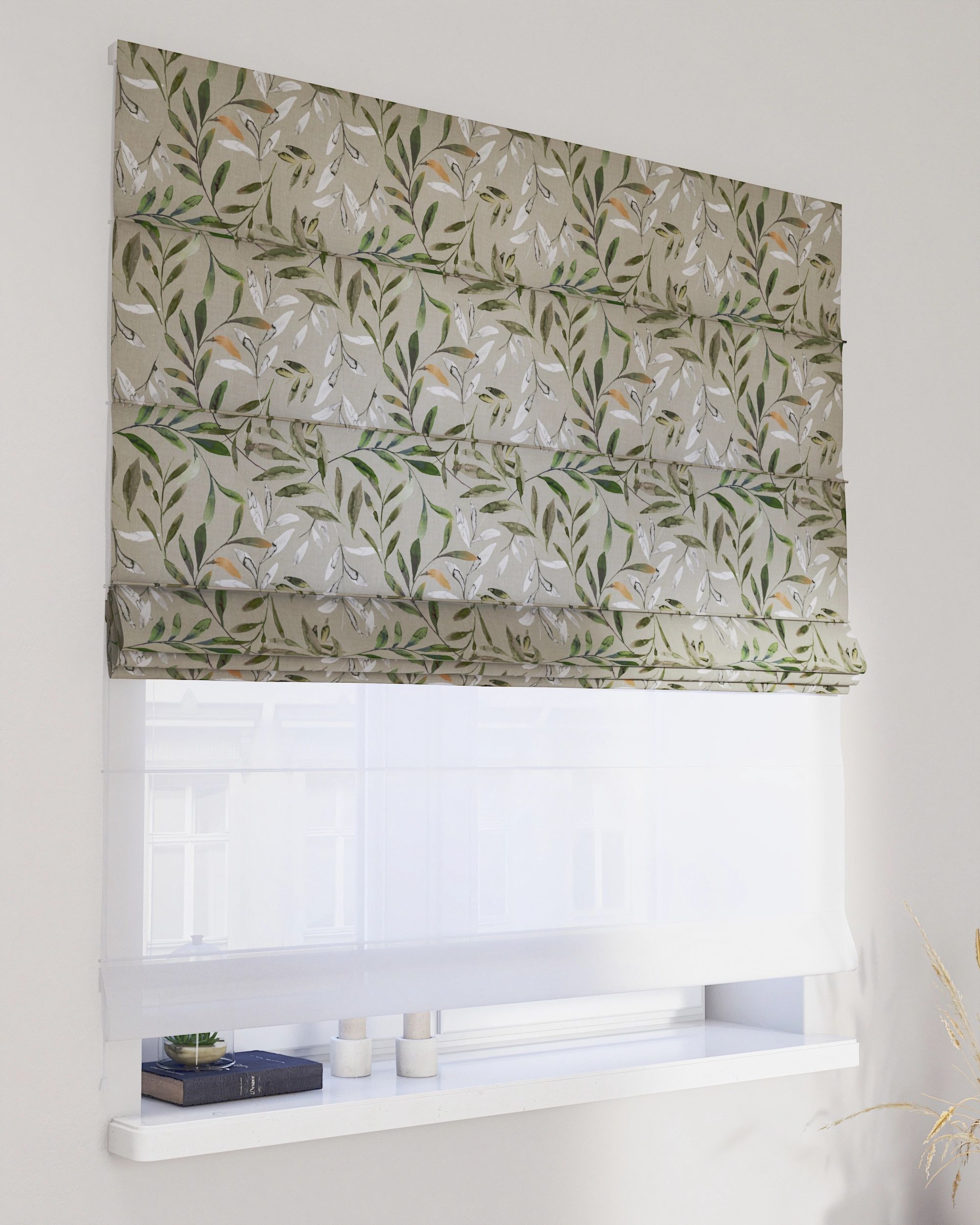 Double layered Roman blind DUO colour multicolour fabric patterned