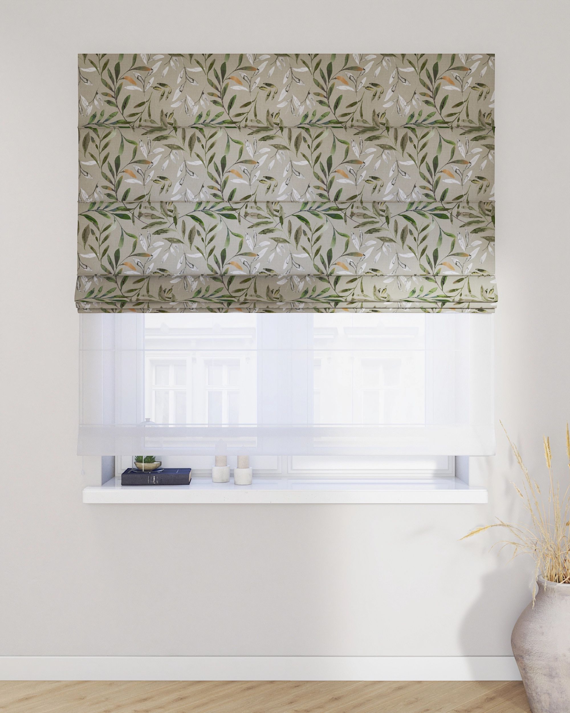 Double layered Roman blind DUO colour multicolour fabric patterned (hover)