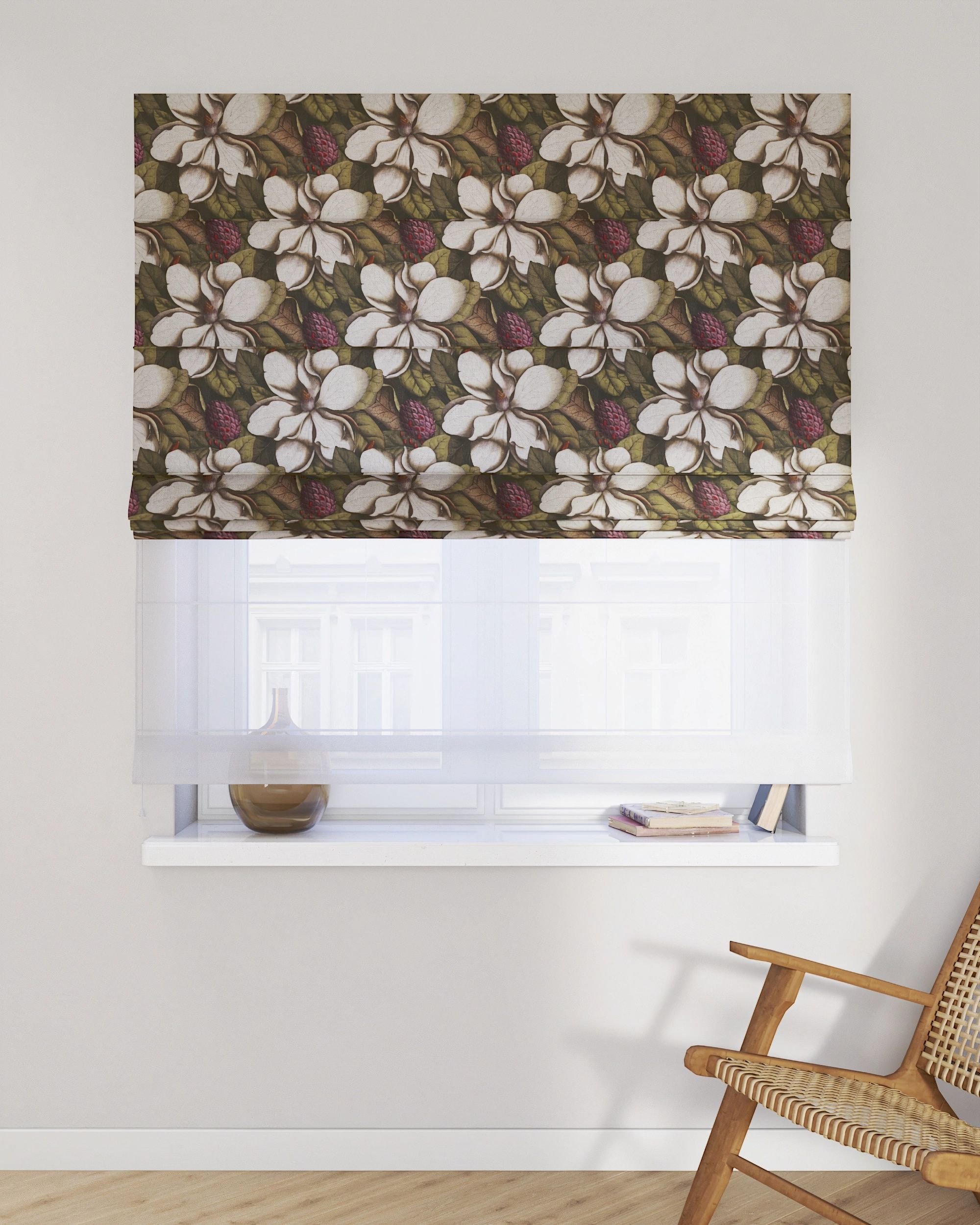 Double layered Roman blind DUO colour multicolour fabric patterned (hover)
