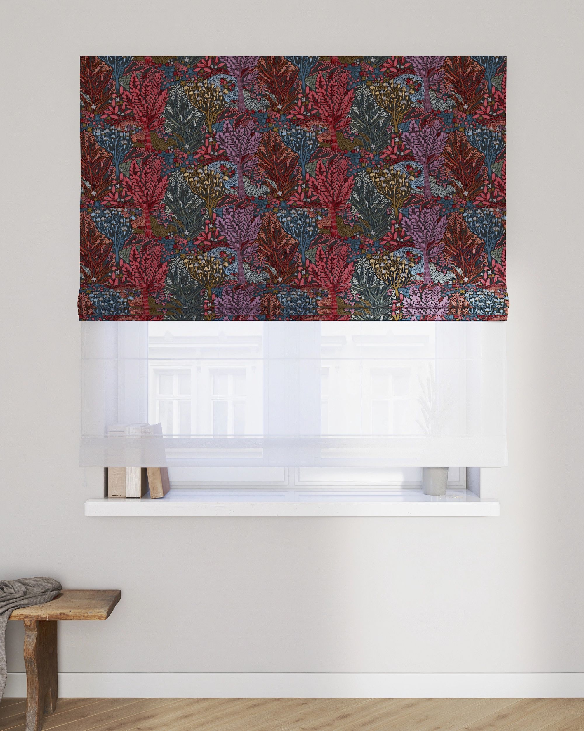 Double layered Roman blind DUO colour multicolour fabric structured, patterned (hover)