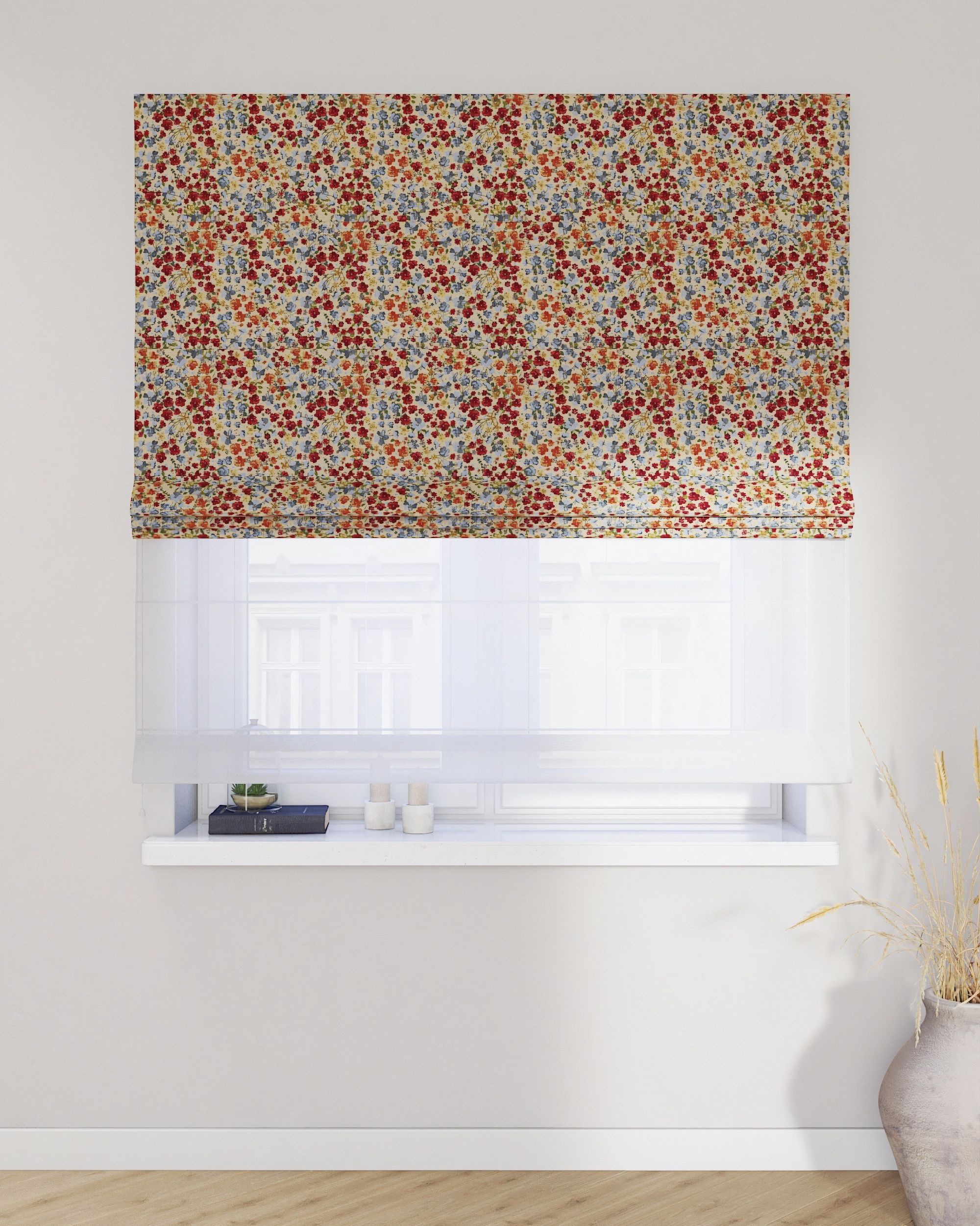 Double layered Roman blind DUO colour multicolour fabric structured, patterned (hover)