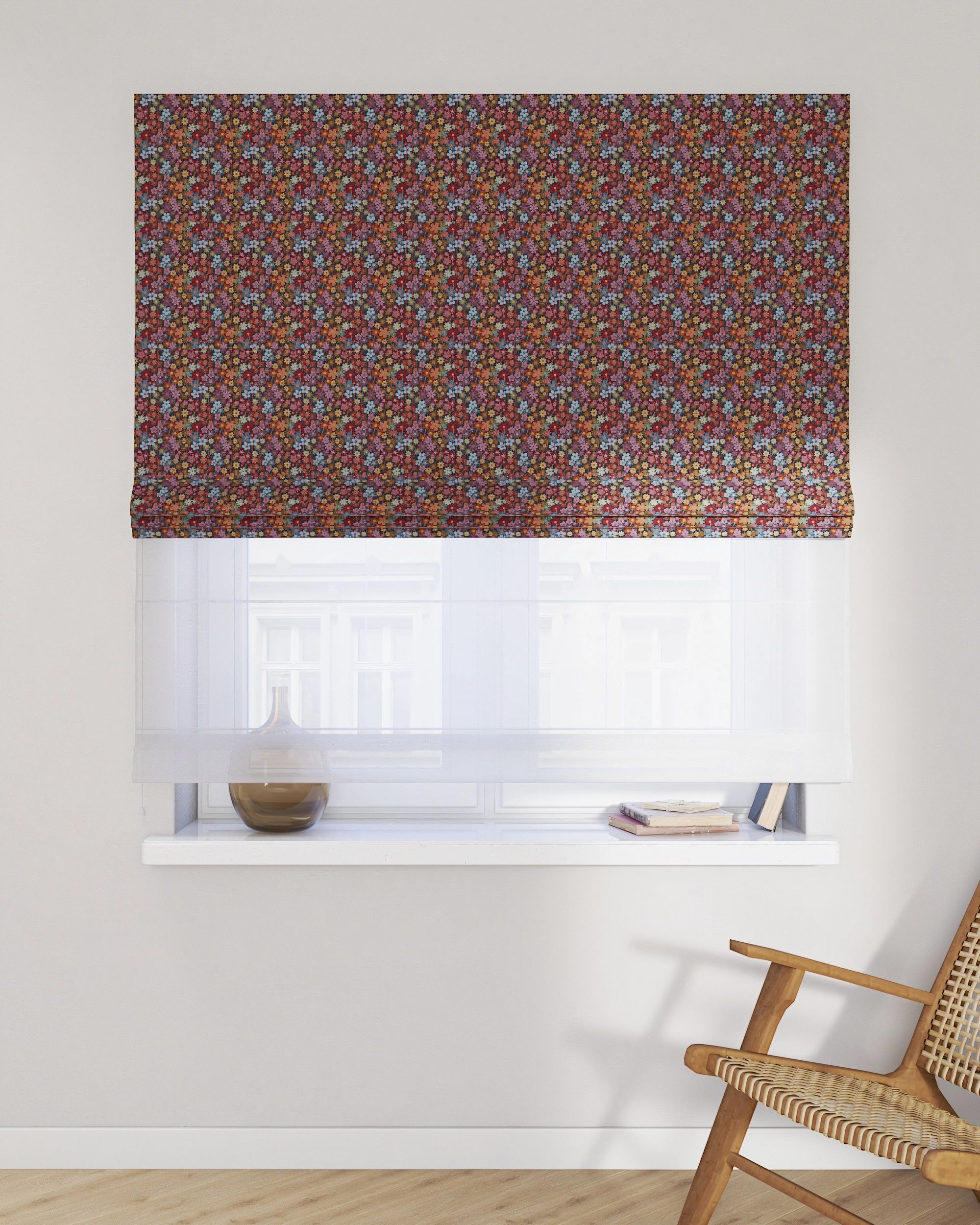 Double layered Roman blind DUO colour multicolour fabric structured, patterned (hover)