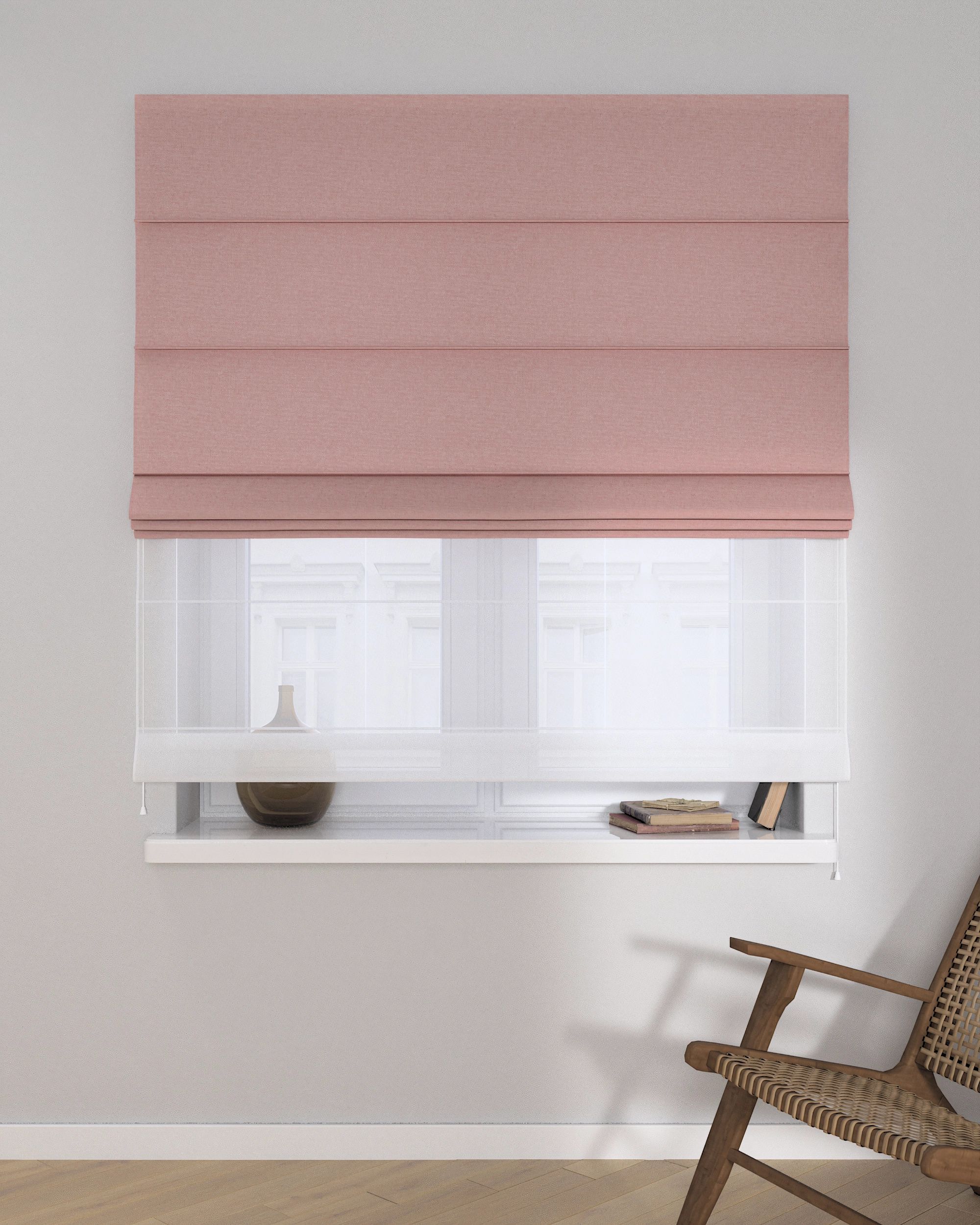 Double layered Roman blind DUO colour red