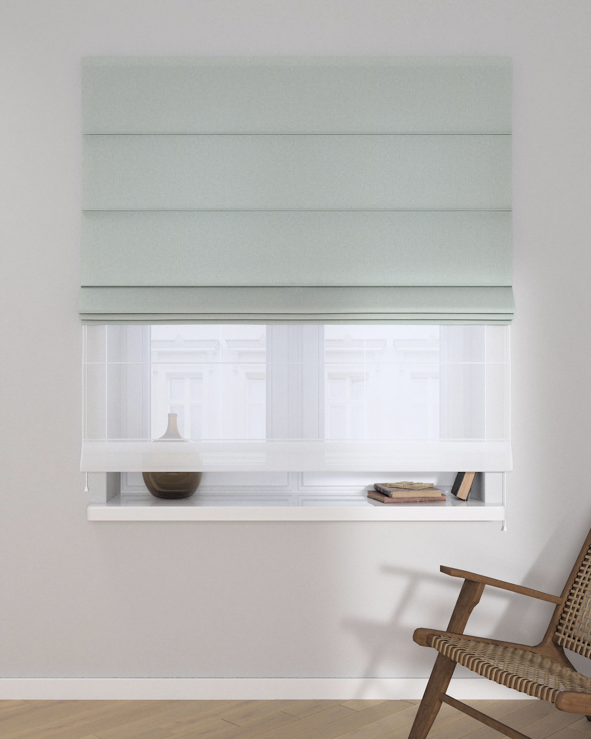 Double layered Roman blind DUO colour green