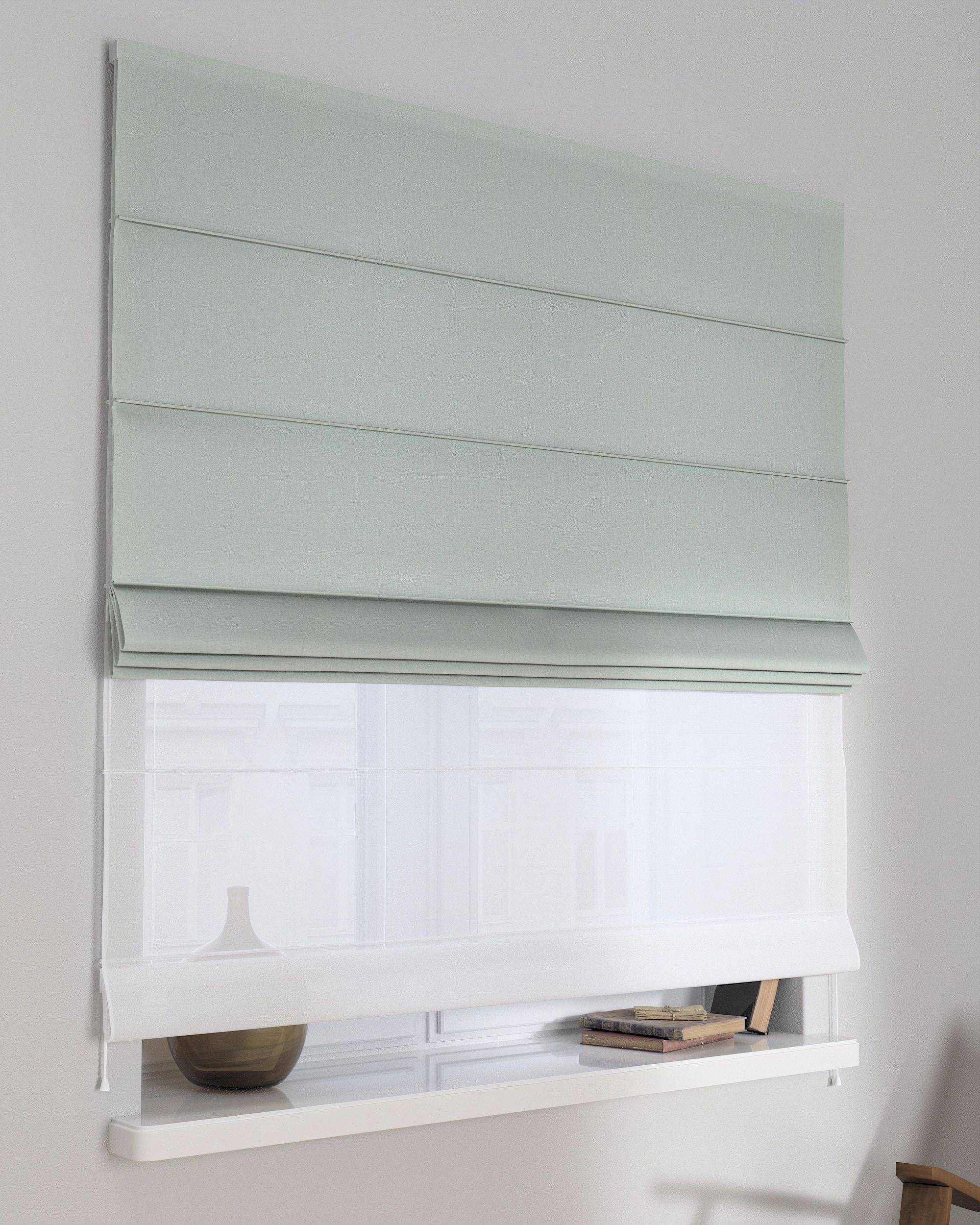 Double layered Roman blind DUO colour green (hover)
