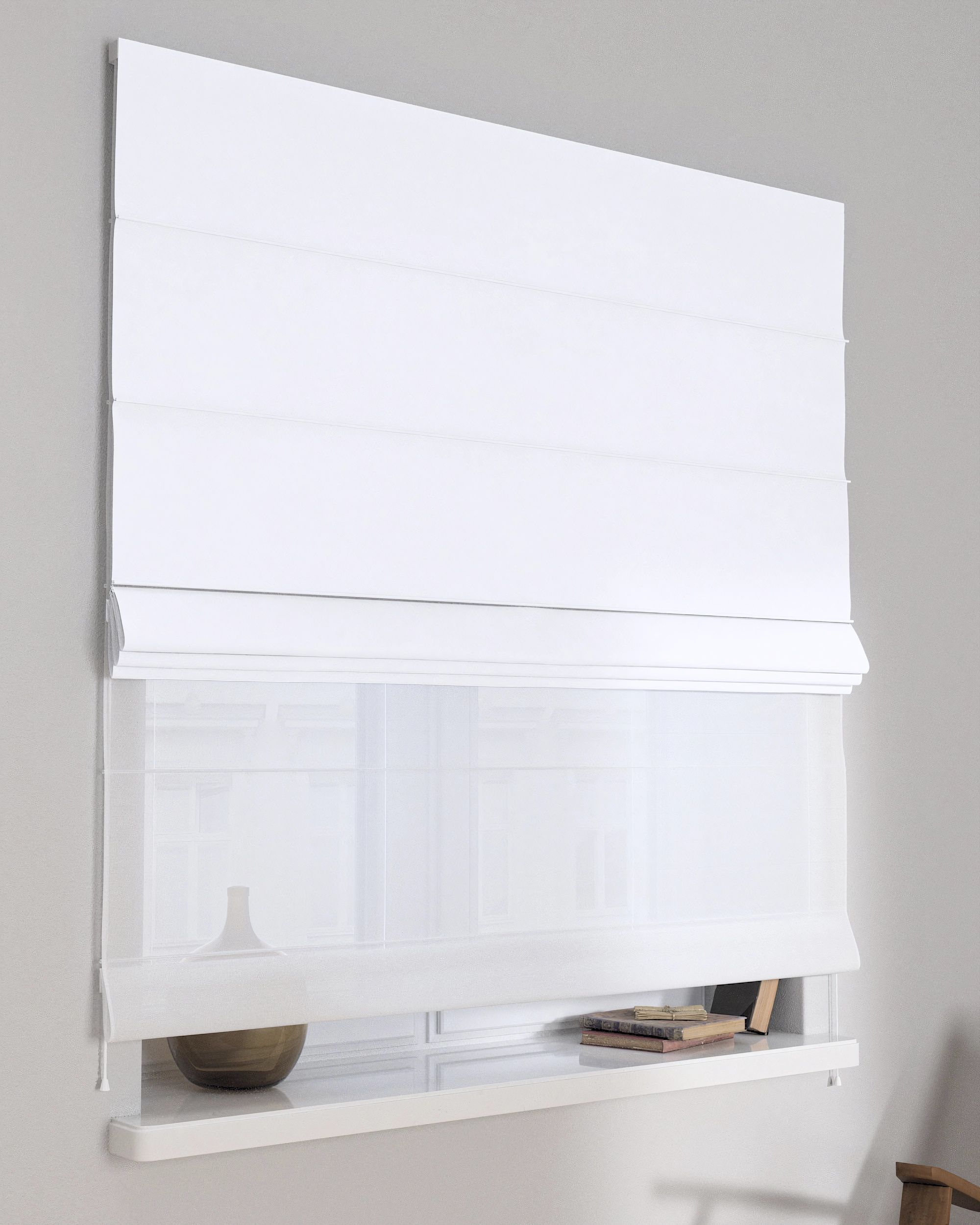 Double layered Roman blind DUO colour white
