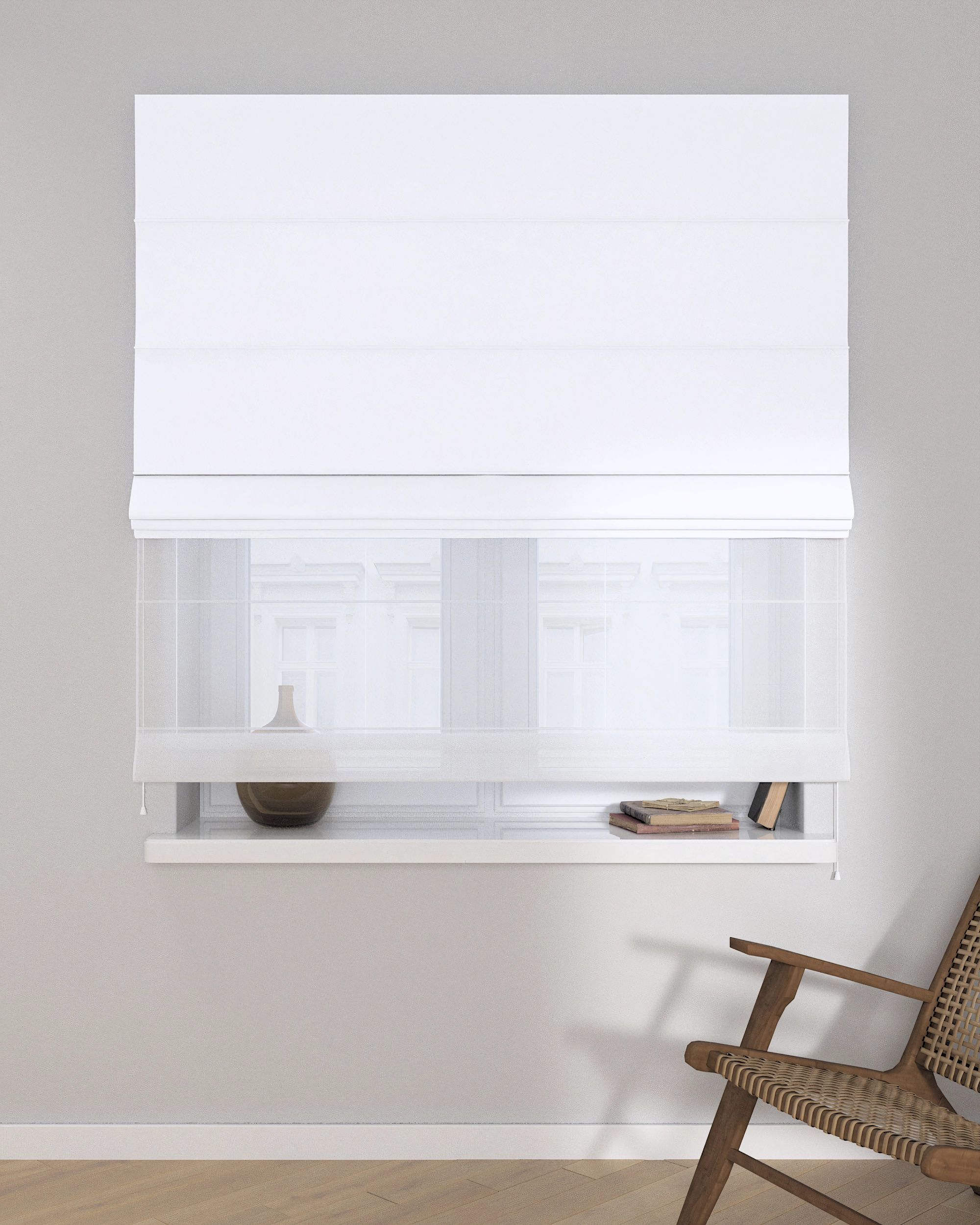 Double layered Roman blind DUO colour white (hover)